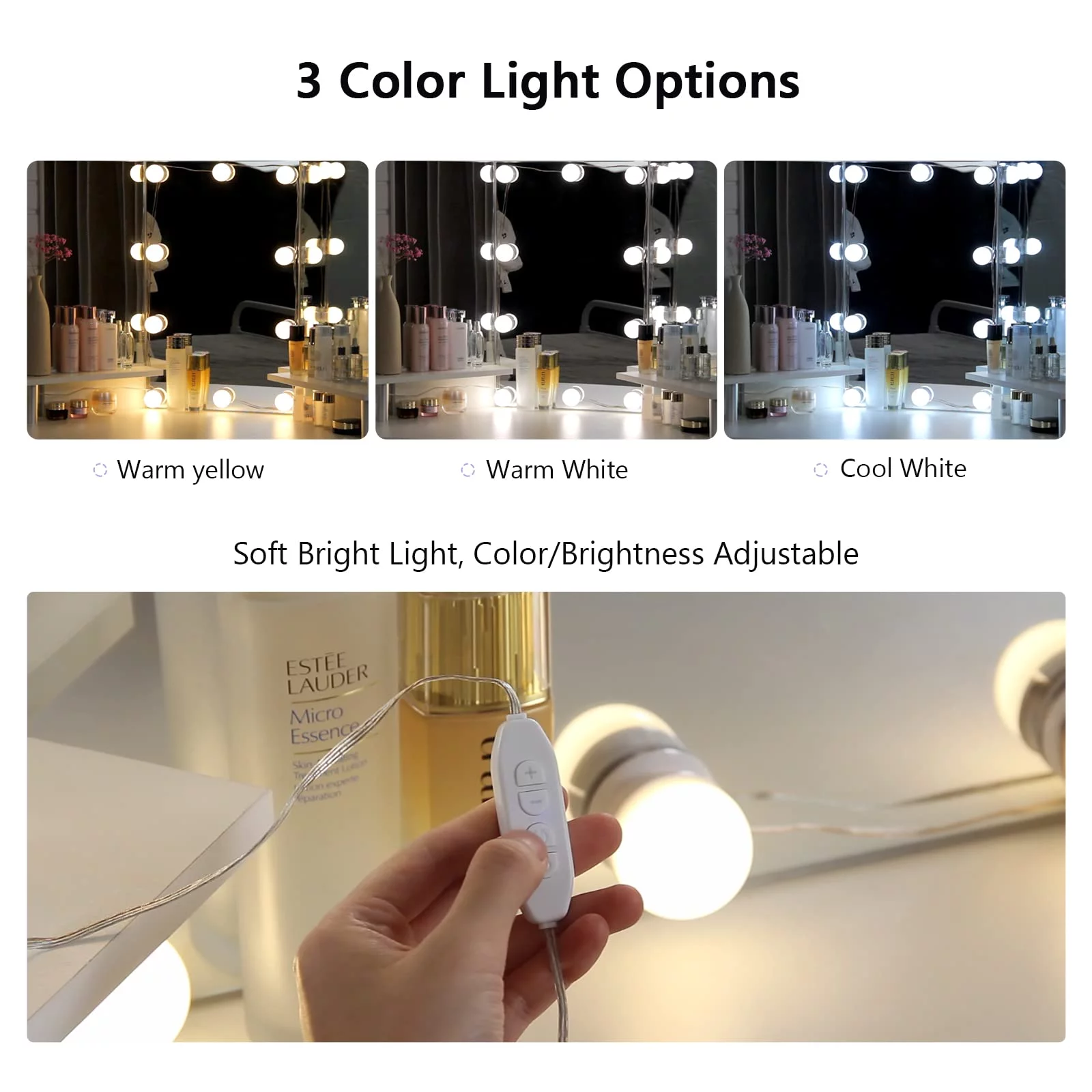 Corner Vanity Table Stool Lights Set for Modern Bedroom