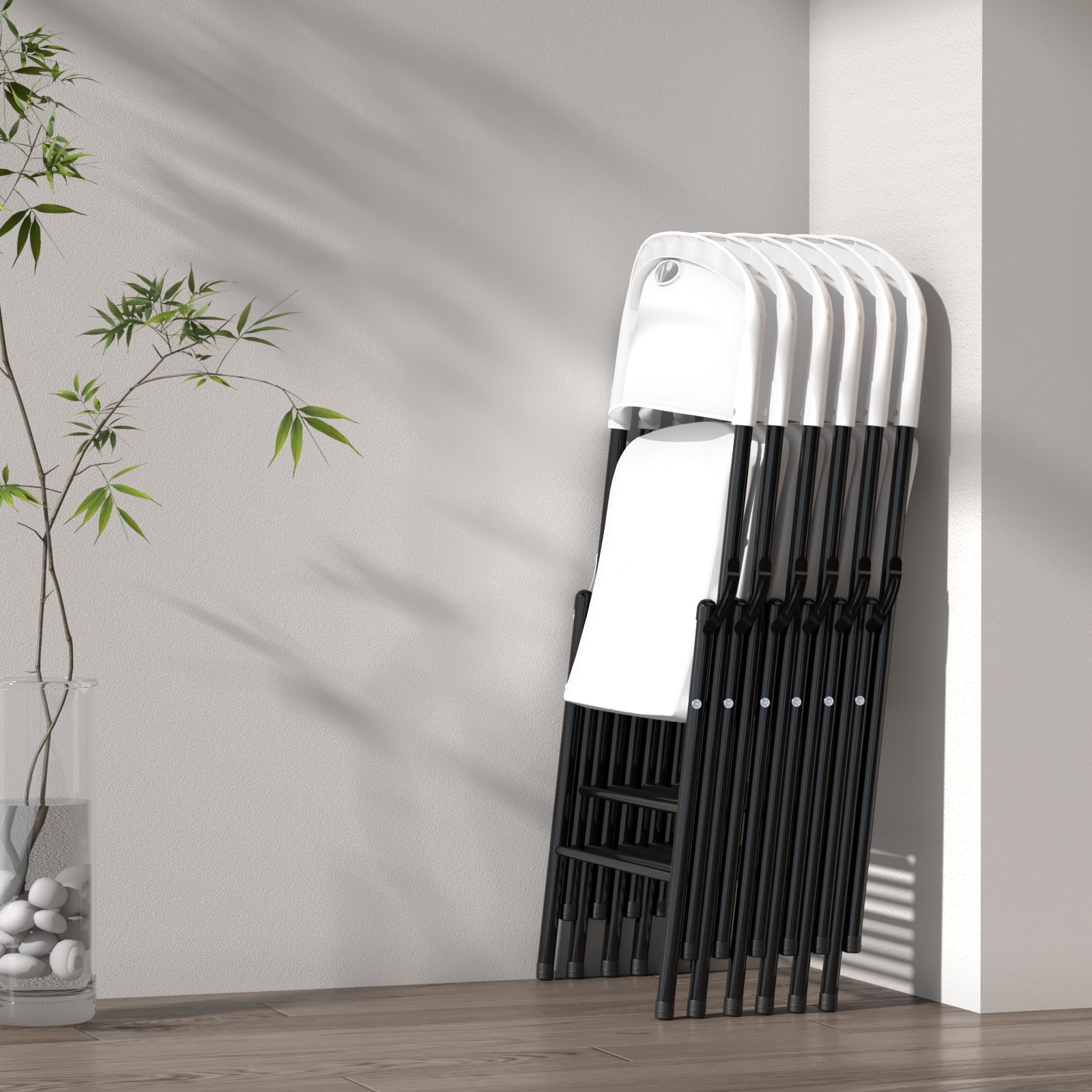 Nazhura 10 Pack 650 Weight Limit Heavy Duty Plastic Folding Chair with Reinforced Steel Frame for Indoor and Outdoor, Wedding, Party, Restaurant, Meeting Room, Patio and Garden