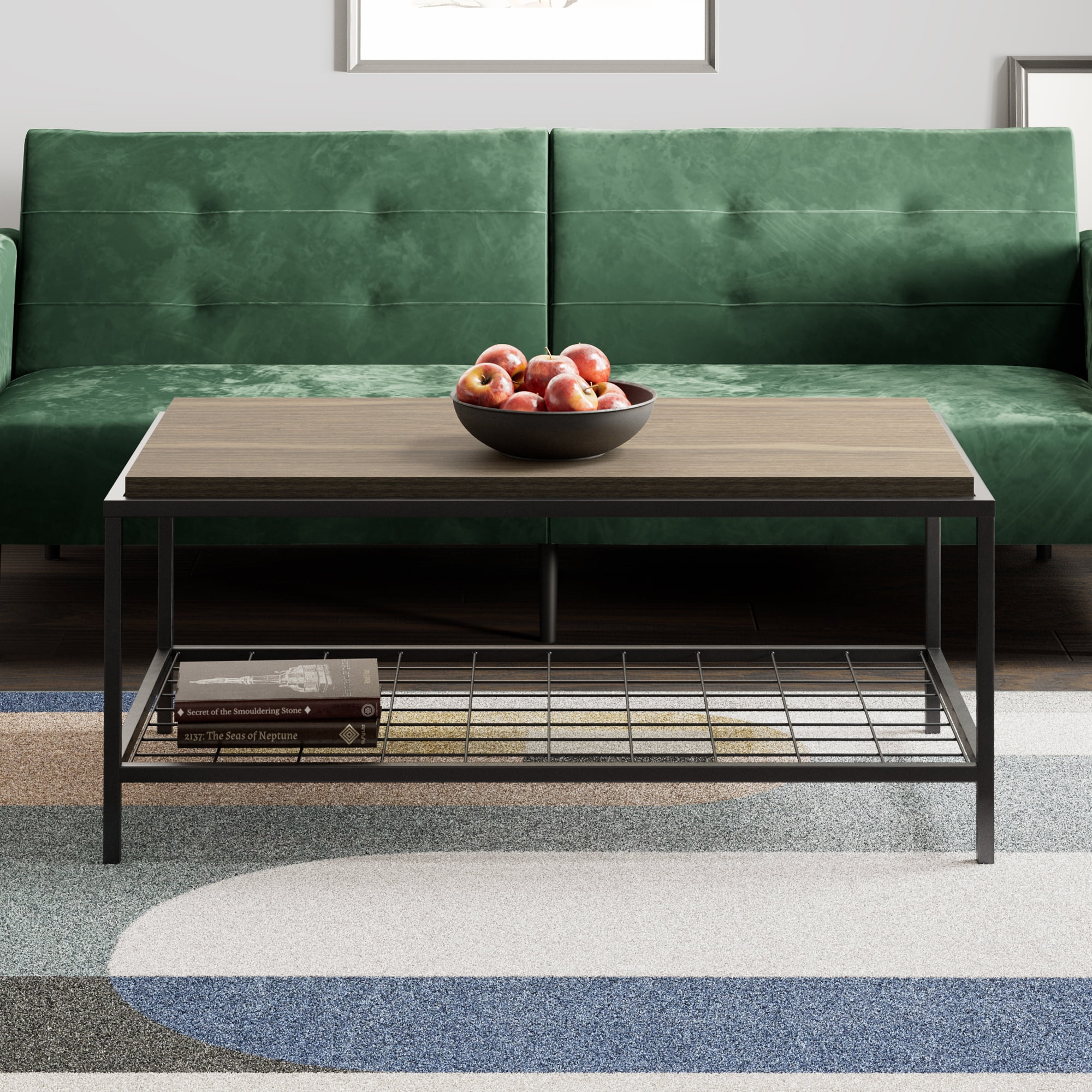 Mayview Collis Industrial Rectangle Wood and Metal Coffee Table, Ash