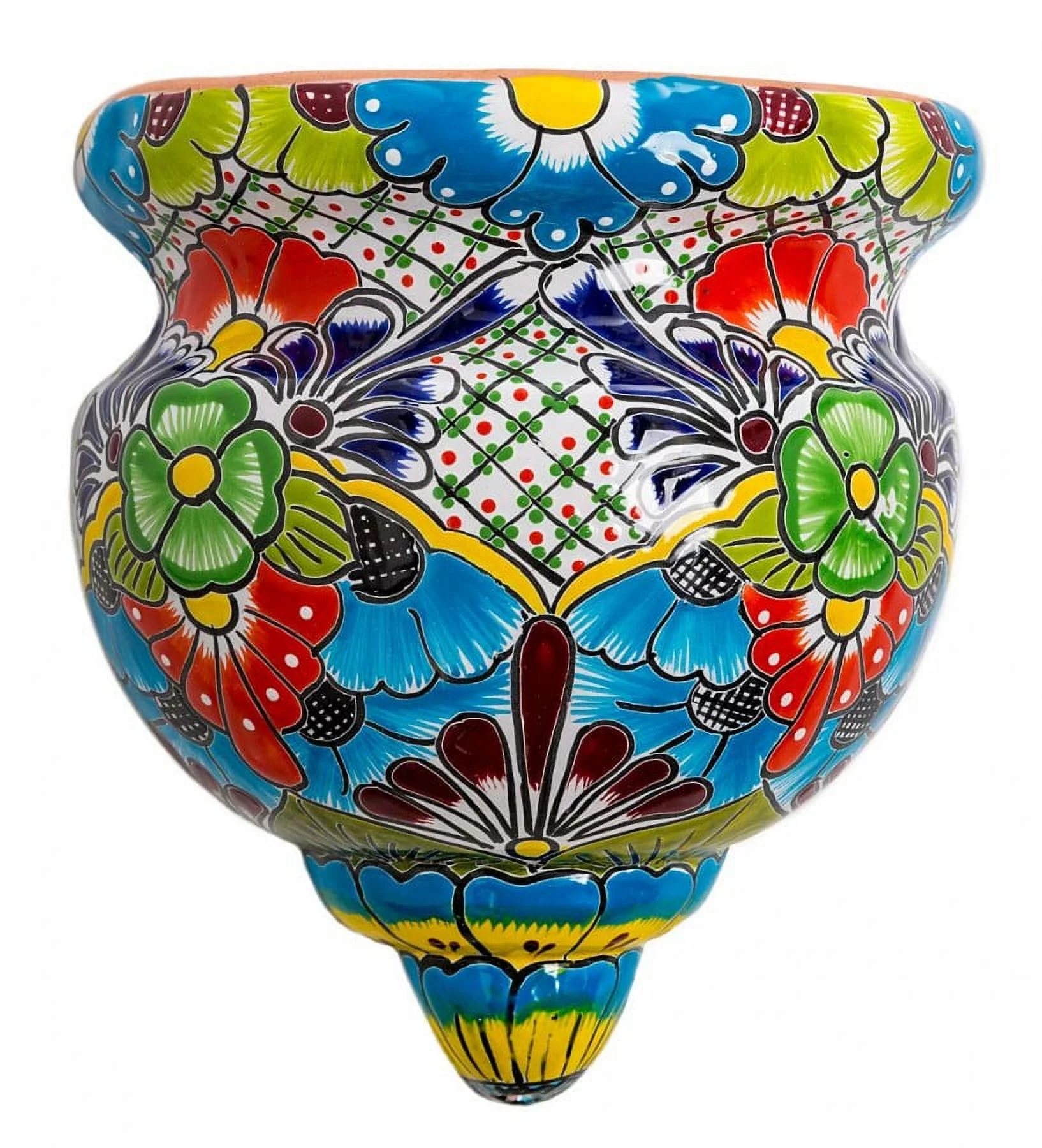 Wind & Weather Handcrafted Talavera-Style Terra Cotta Flat-Backed Wall Planter