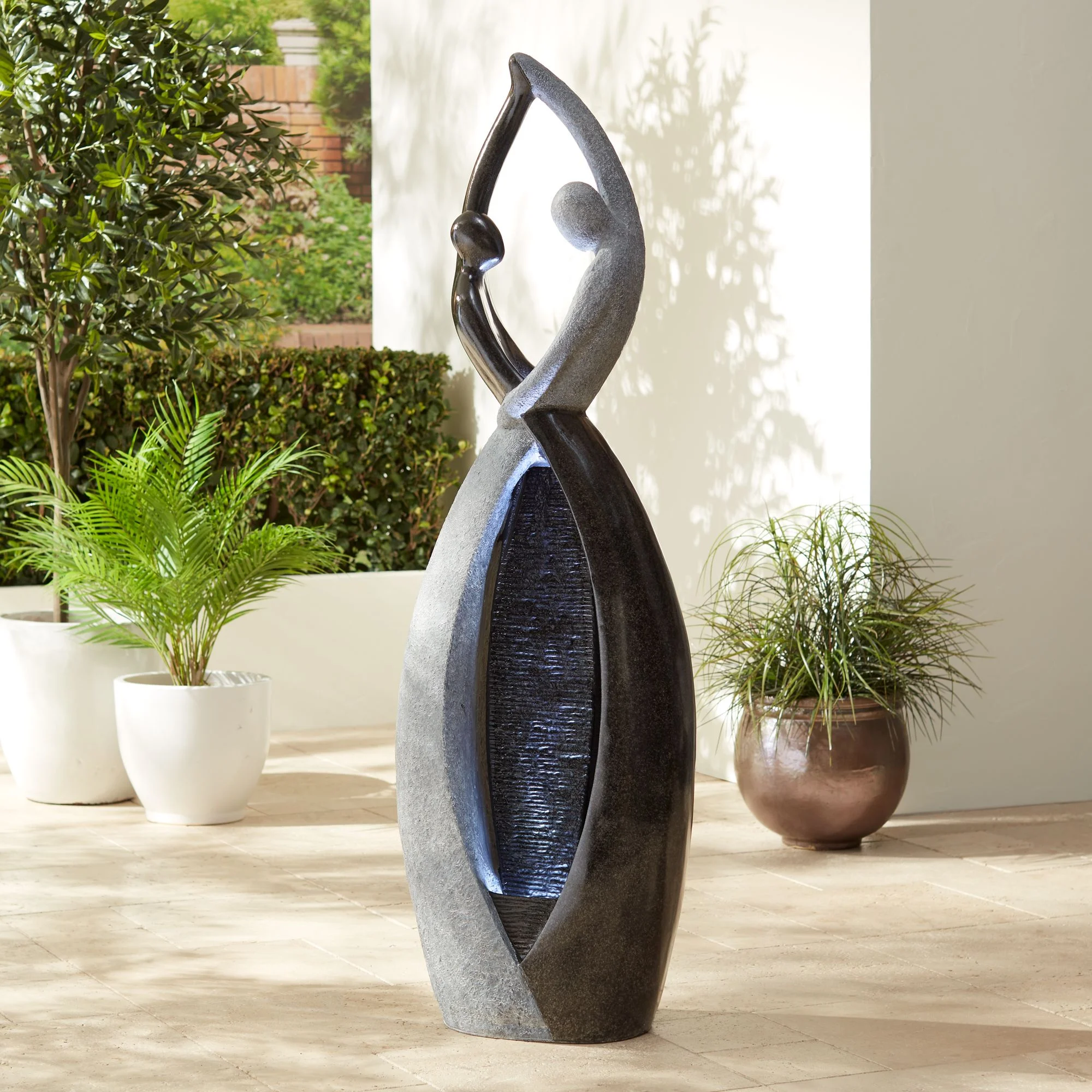 John Timberland Dancing Couple Modern Outdoor Floor Water Fountain with LED Light 57