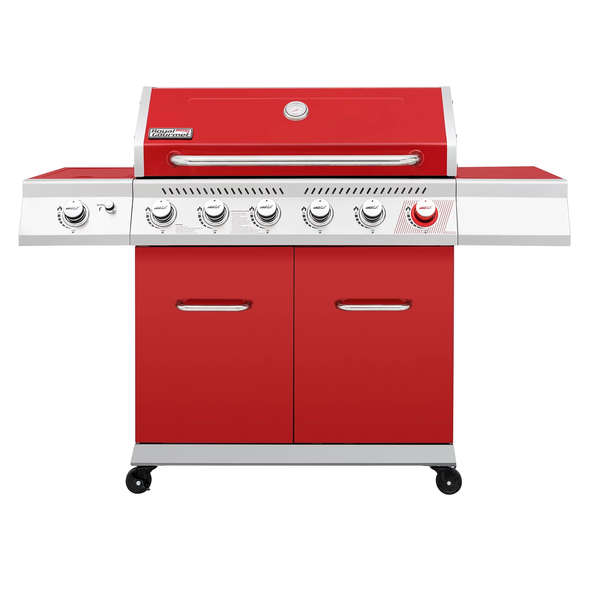 Royal Gourmet GA6402R 6-Burner BBQ Gas Grill with Sear Burner and Side Burner