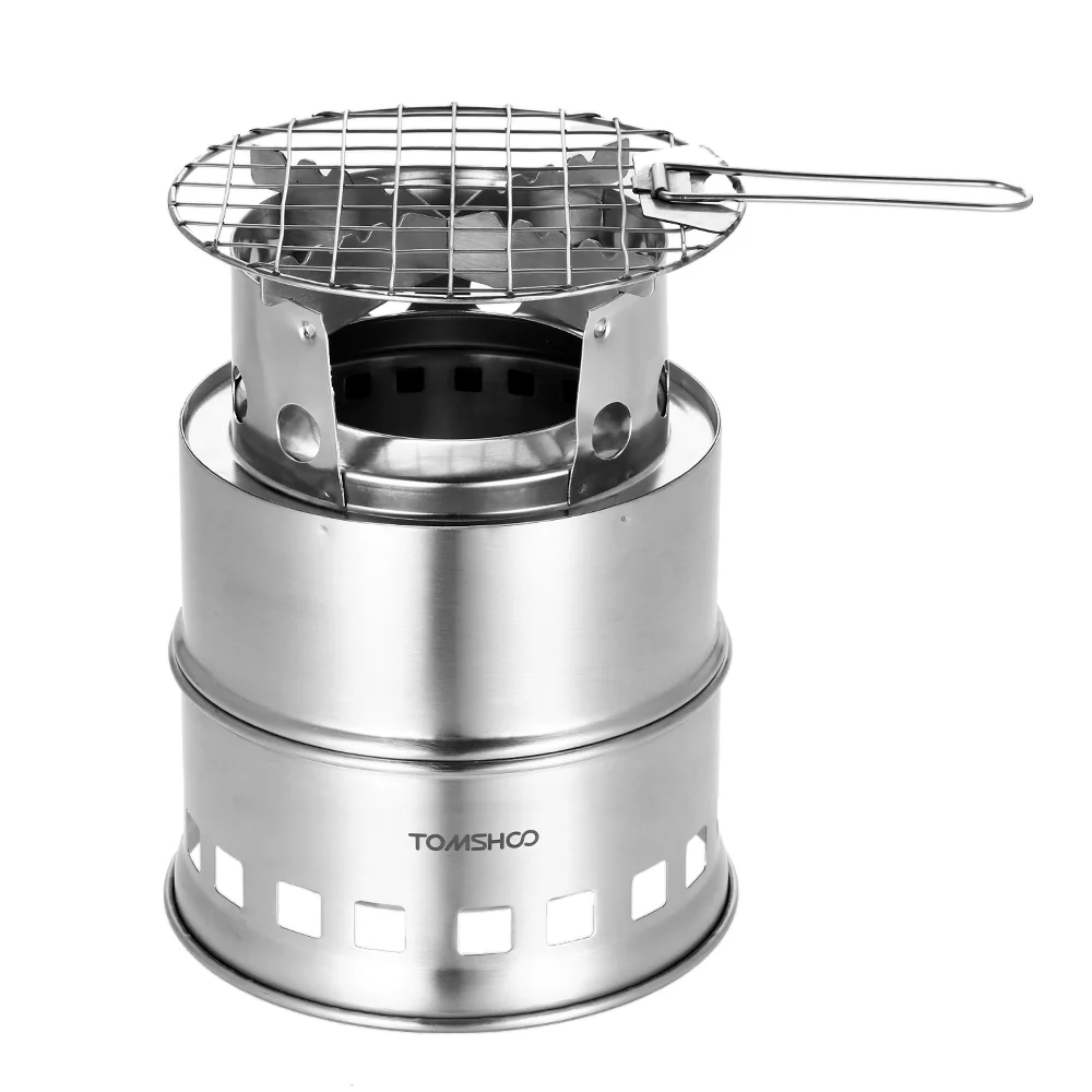 TOMSHOO  furnace,Stove  Picnic Stainless Steel Stove  Picnic BBQ Portable Windproof Wood Steel Stove  Windproof Wood Stove