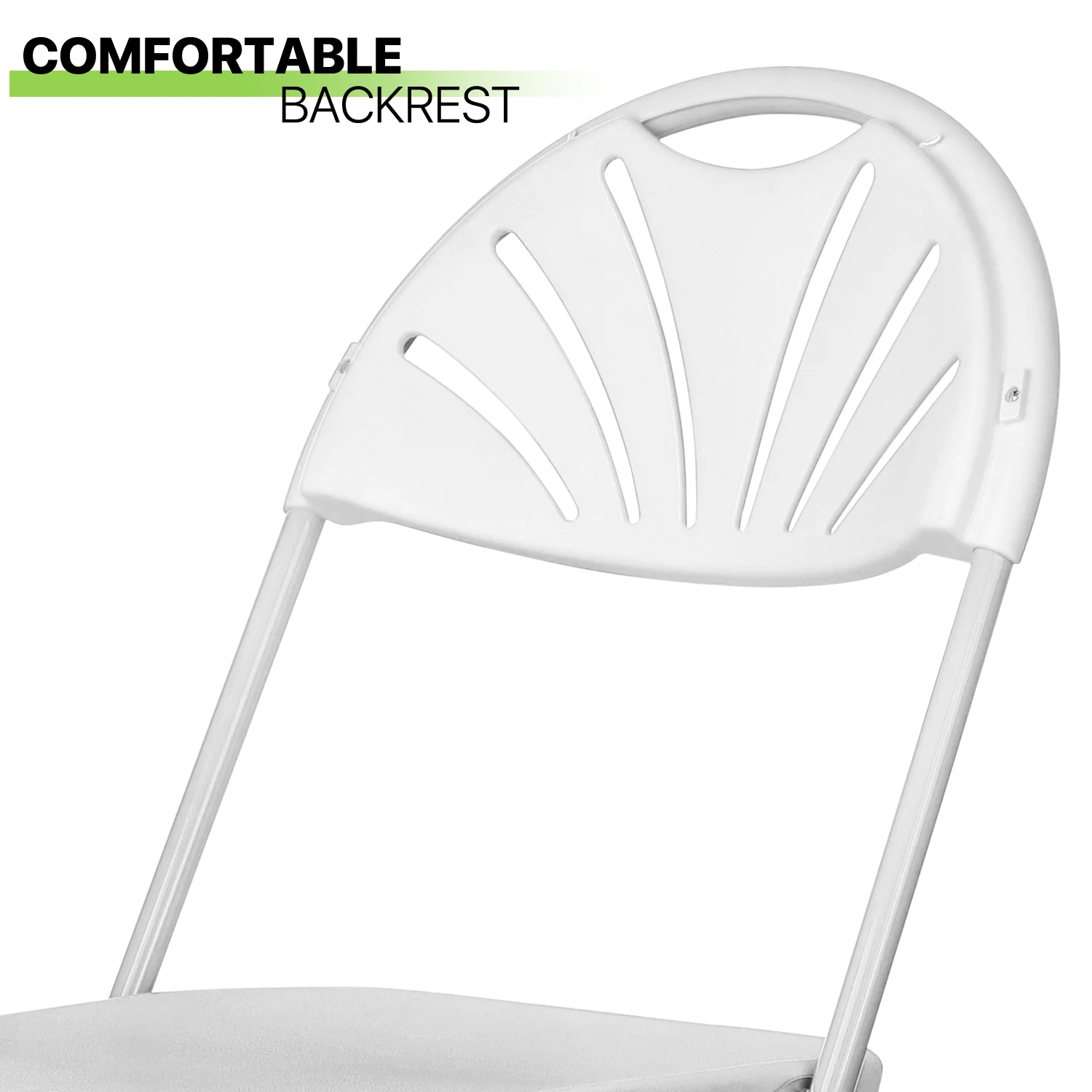 Magshion Plastic Foldable Chair with Fan Back, 10pcs Stackable Portable Commercial Seat, for Wedding Picnic Banquet, White