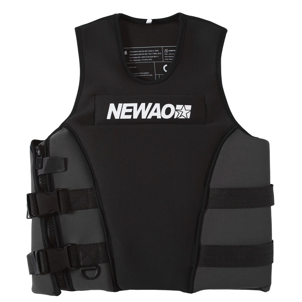 NEWAO Life Jacket for Adults - Neoprene Safety Vest for Water Ski Wakeboard Swimming, Adjustable Straps and Reflective Panels, Ensuring Maximum Visibility