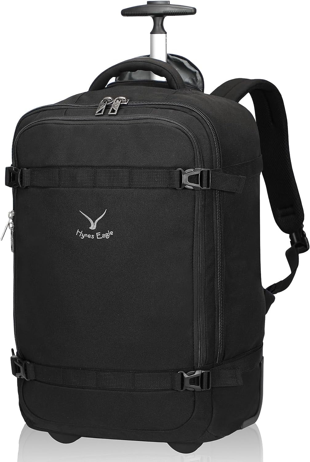 Hynes Eagle 42L Hybird Trolley Backpack with 2 Wheels Flight Approved Softside Carry-on Luggage