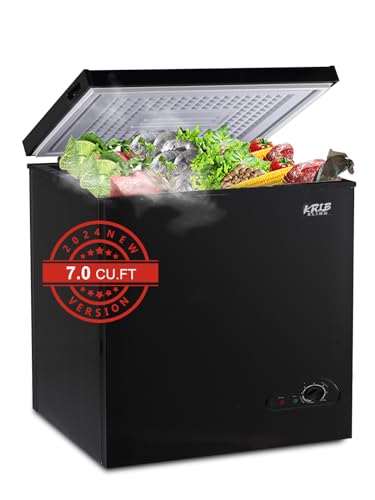 KRIB BLING Chest Freezer Mini 7 Gears Temperature Control Compact Deep Freezer