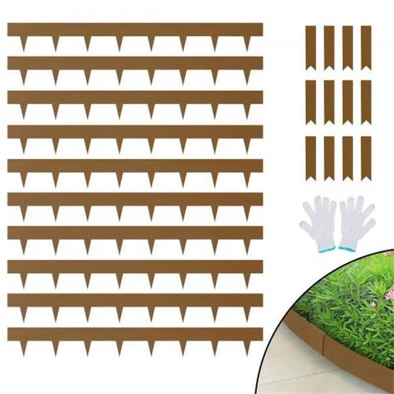 Vevor  2 x 39.6 in. Strips Garden Steel Landscape Edging Border, Rustic Brown - Pack of 10