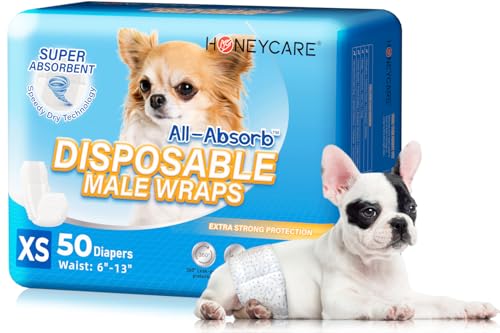 HONEY CARE All-Absorb A26 Male Dog Wrap, 50 Count, Small