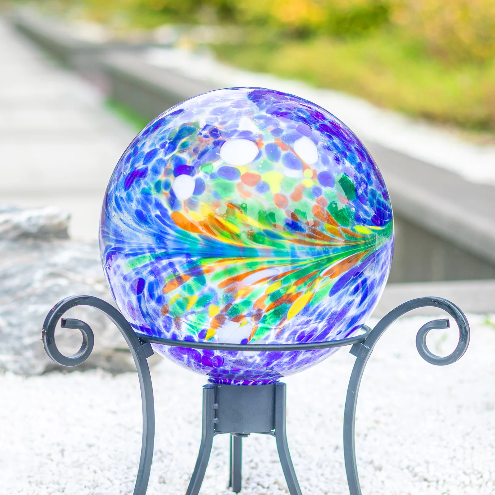 MUMTOP Gazing Ball 10 inch Colorful Glass Gazing Ball for Garden Decor