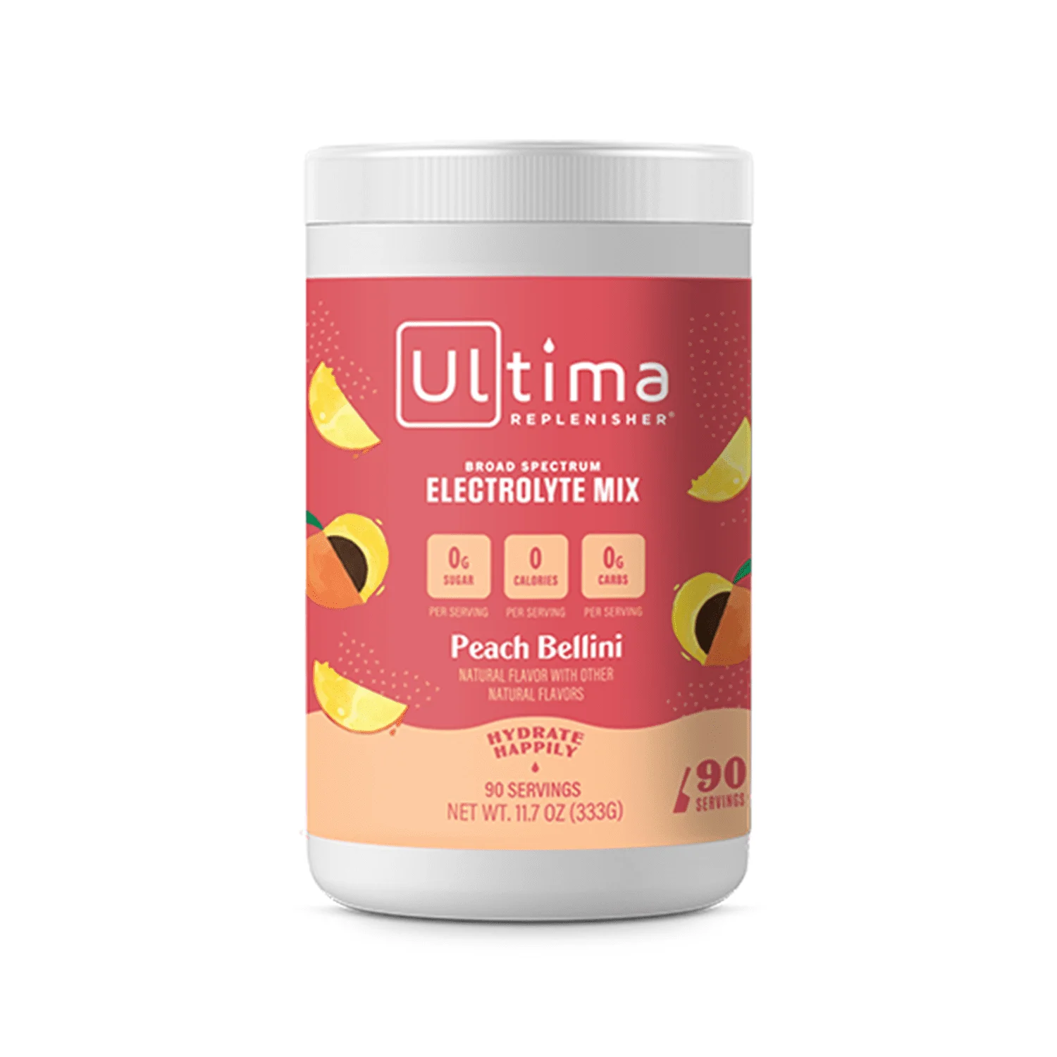 Ultima Replenisher Hydration Electrolyte Powder- Keto & Sugar Free- Feel Replenished, Revitalized- Naturally Sweetened- Non- GMO & Vegan Electrolyte Drink Mix- Peach Bellini, 90 Servings