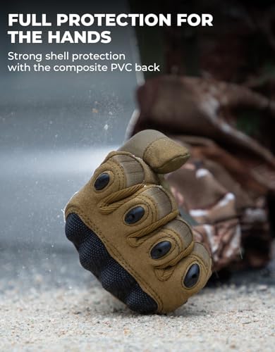 KEMIMOTO Tactical Gloves for Men, Touchscreen Motorcycle Gloves with Hard Shell & Palm Padding for Sports Motorcycle Cycling Tactical Airsoft Paintball Hunting Hiking Camping Climbing