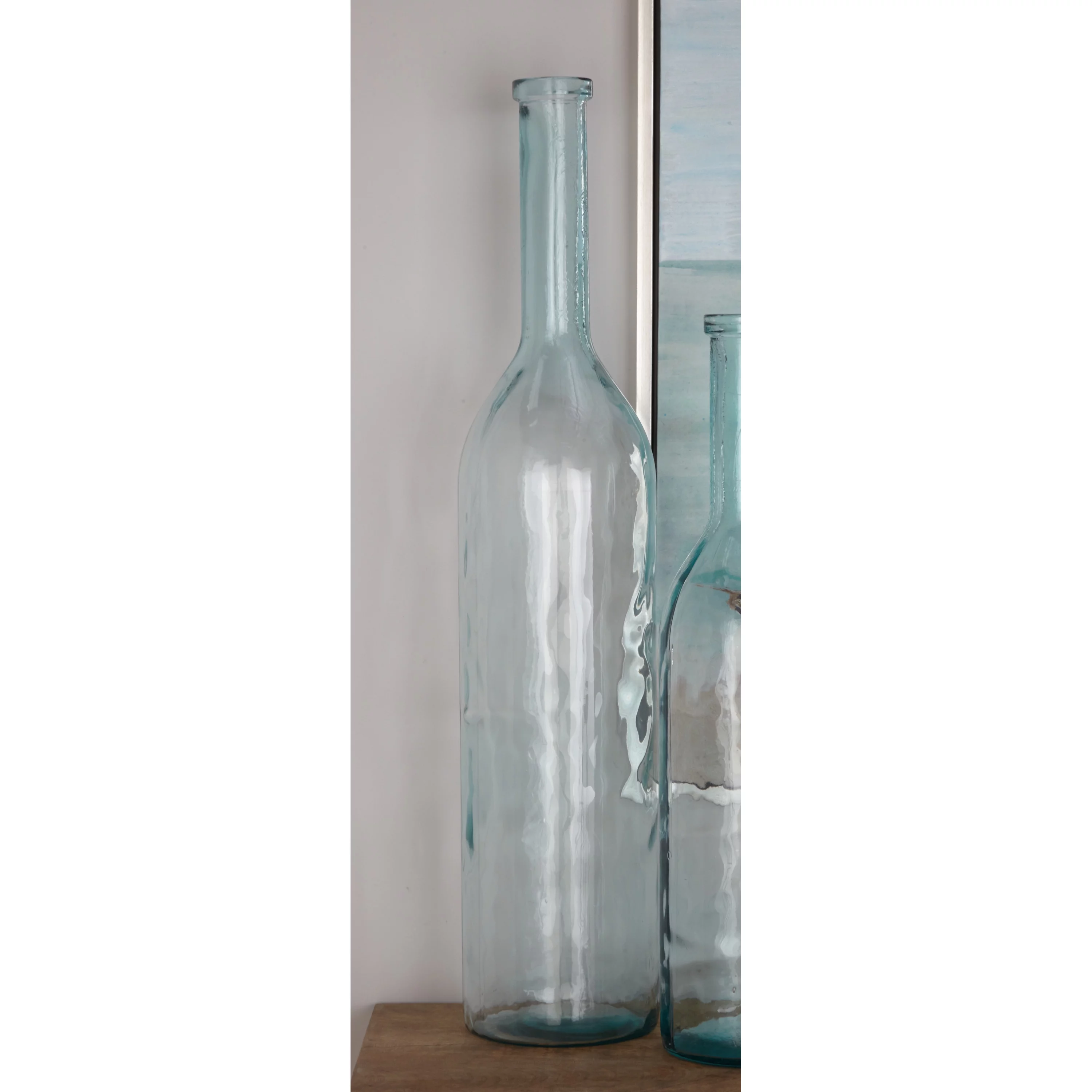 DecMode Farmhouse Recycled Glass Blue Spanish Decorative Vase, 8