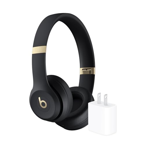 Beats Solo 4 - Wireless Bluetooth On-Ear Headphones, Apple & Android Compatible, Up to 50 Hours of Battery Life - Black & Gold