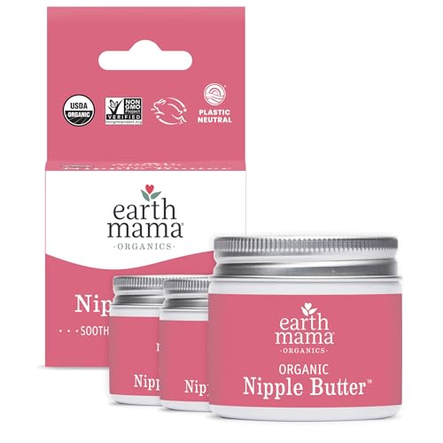 Earth Mama Organic Nipple Butter™ | Nipple Cream Safe for Breastfeeding | Postpartum Essentials for Nursing | Non Lanolin Nipple Cream, 2-Fluid Ounce