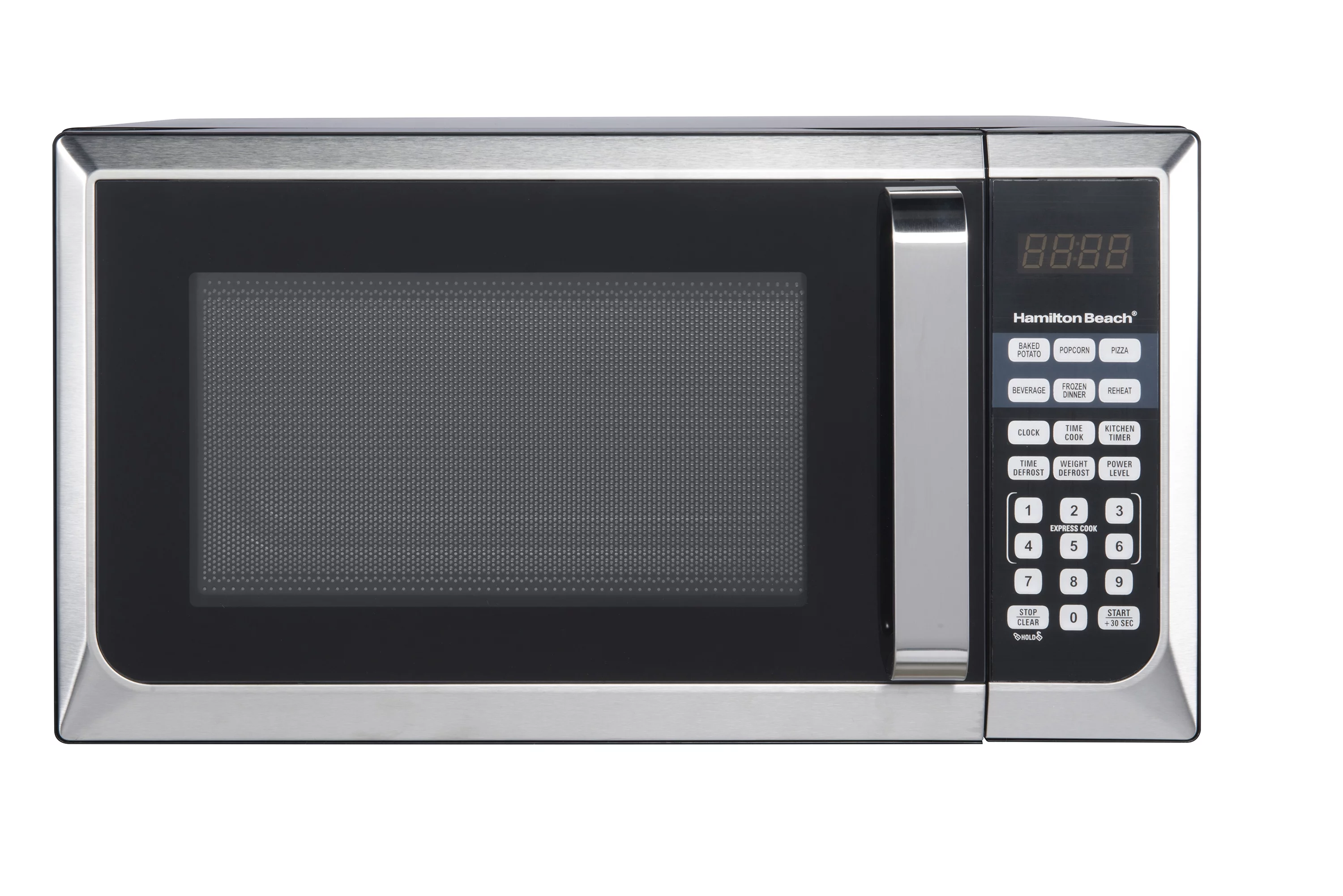 Hamilton Beach 0.9 Cu ft Countertop Microwave Oven in Stainless Steel, New