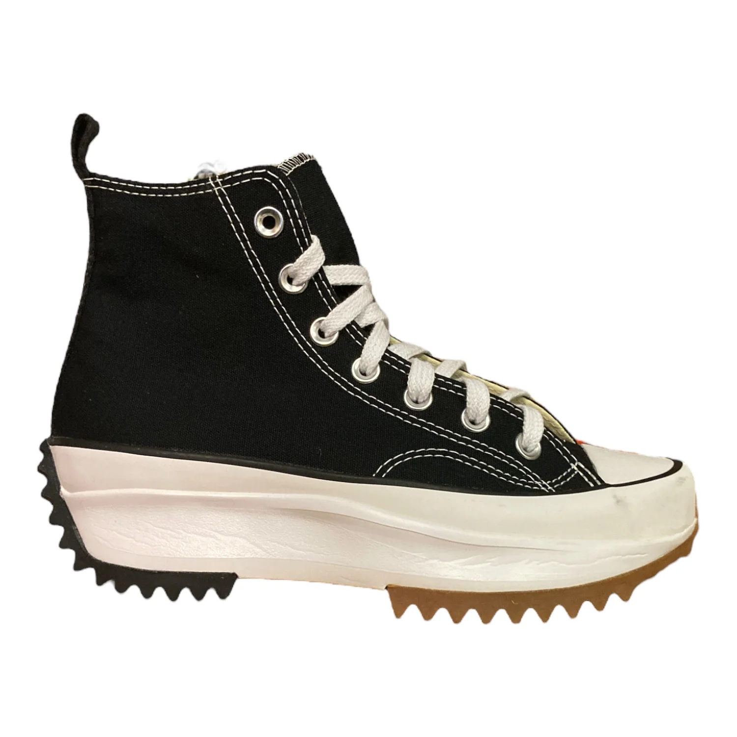 Converse Unisex Run Star Hike Canvas High Top Platform Sneakers (Black/White/Gum, W7/M5.5)