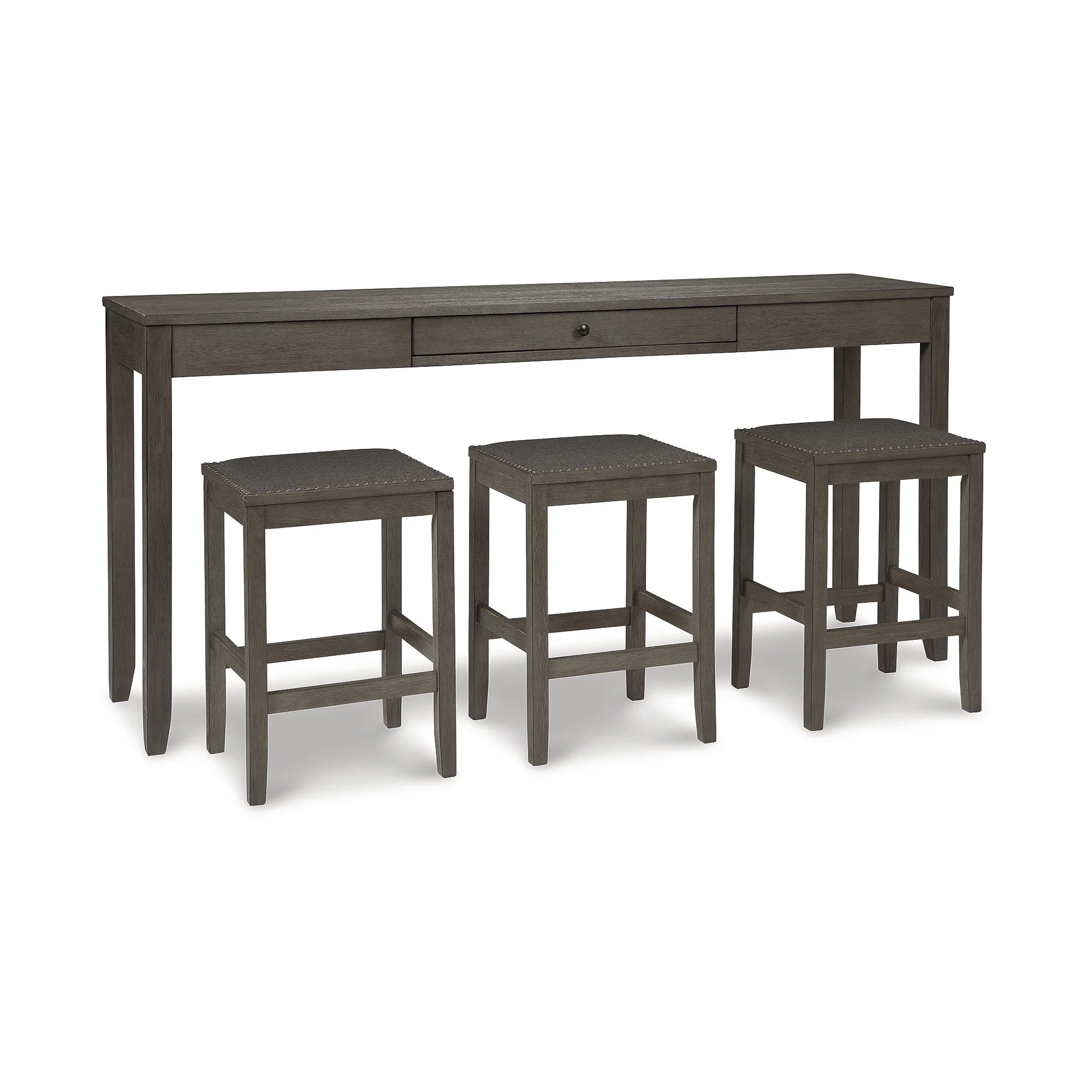 Signature Design by Ashley Caitbrook Counter Height Dining Table and 3 Bar Stools Set, Gray