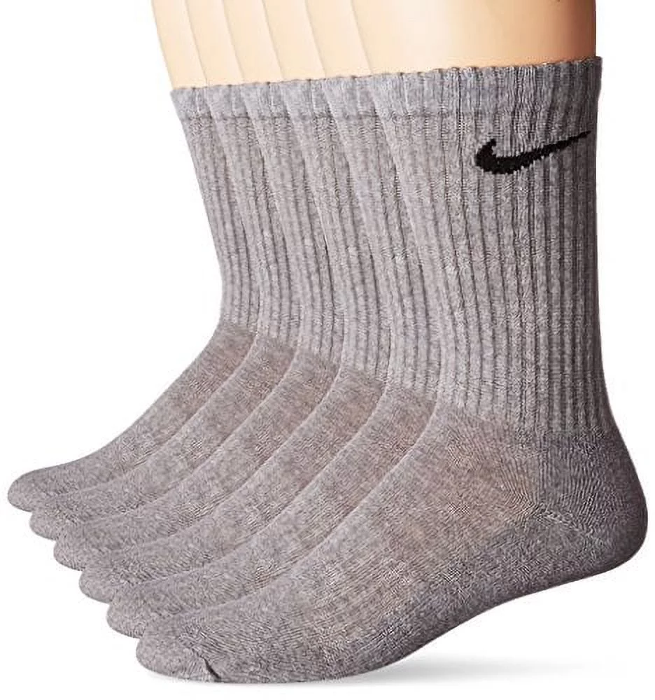 Nike Performance Cushion Crew Socks with Bag (6 Pairs), Dark Grey Heather/Black, Large