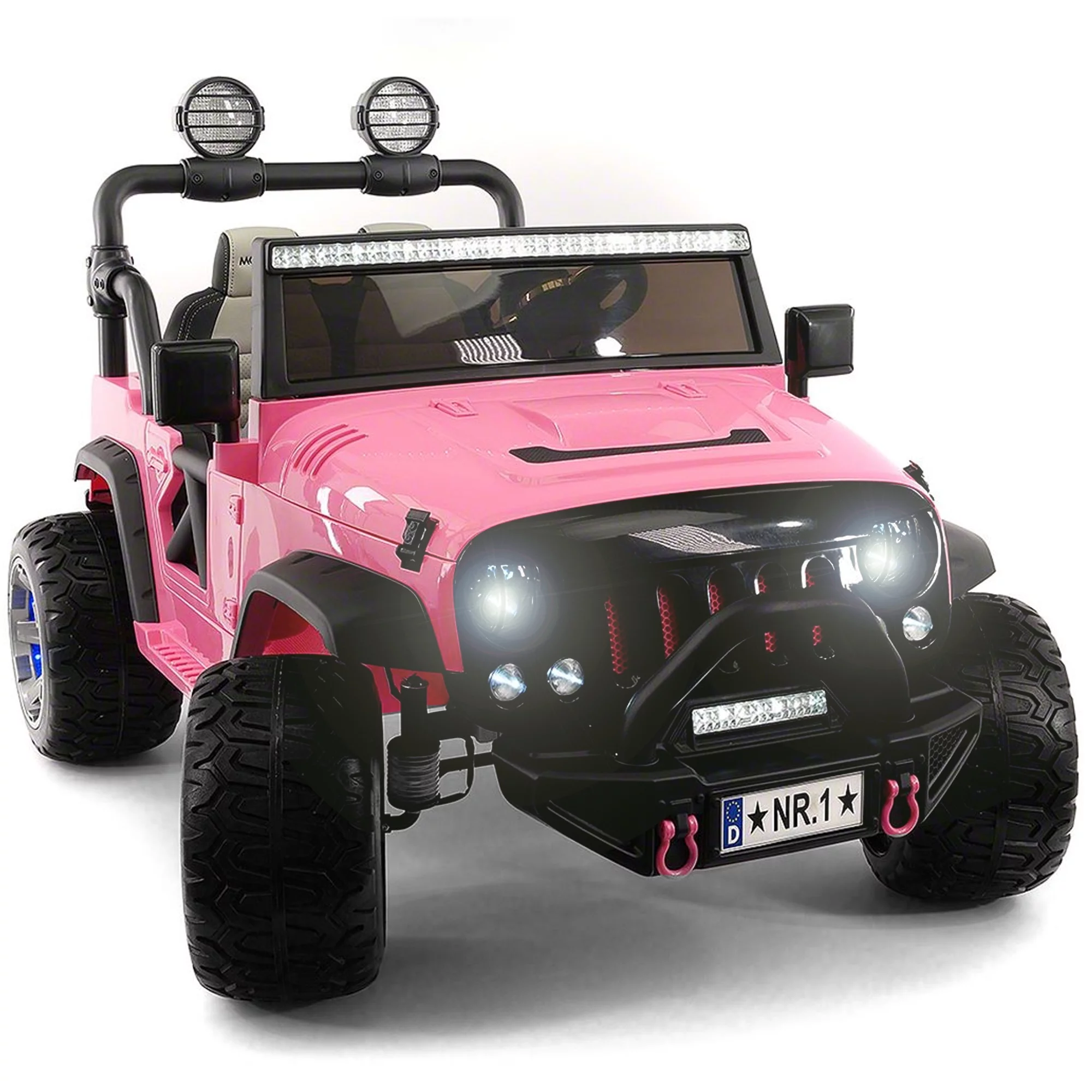 2023 Two (2) Seater Ride On Kids Car Girls Truck w/ Remote Control - Large 24V Power Battery Licensed Kid Car to Drive w/ 3 Speeds, Leather Seat, MP3 Music Player Bluetooth FM Radio, Foam Rubber Tires