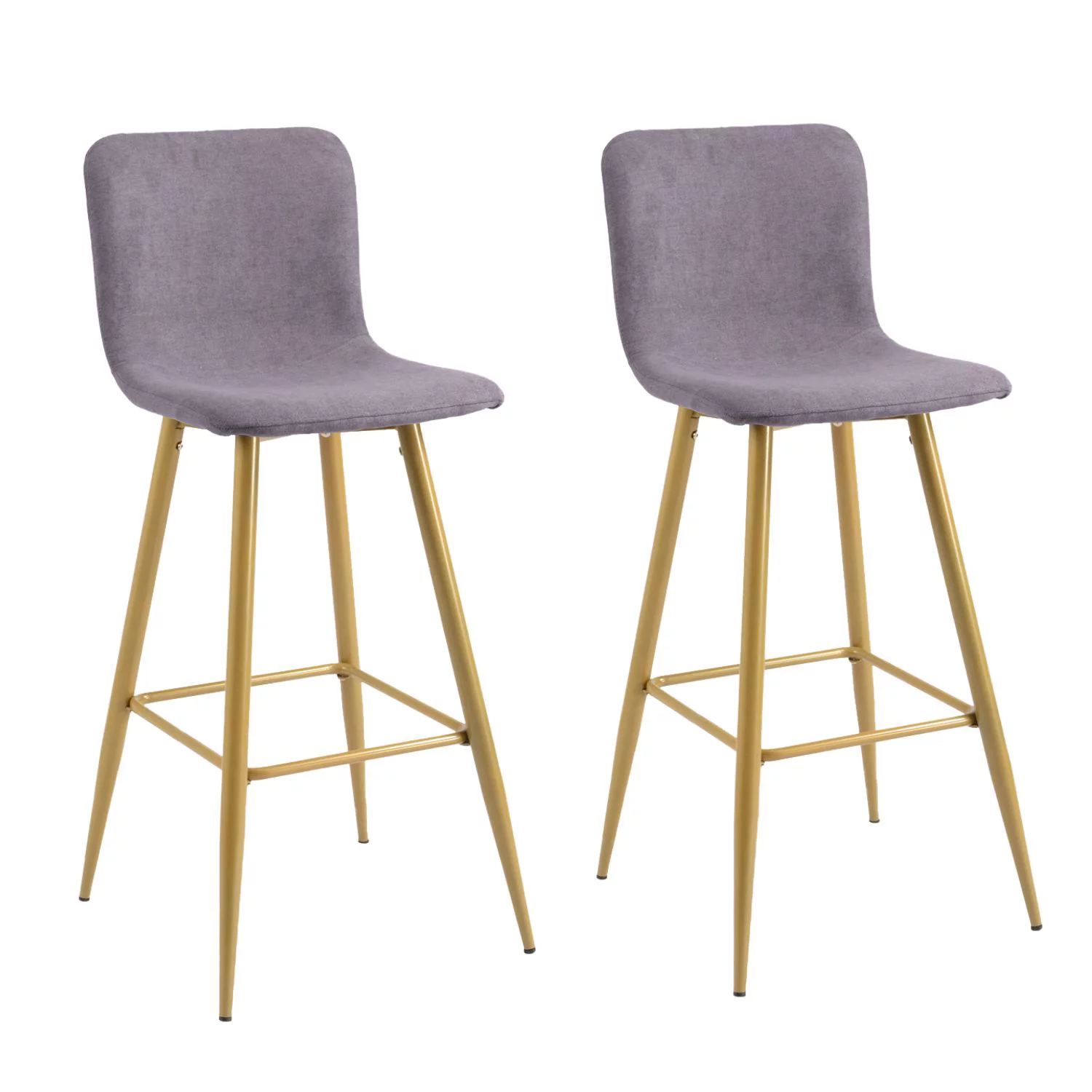 Homy casa 30'' Upholstered Bar Stools Set of 2 with Back & Metal Legs, Gray