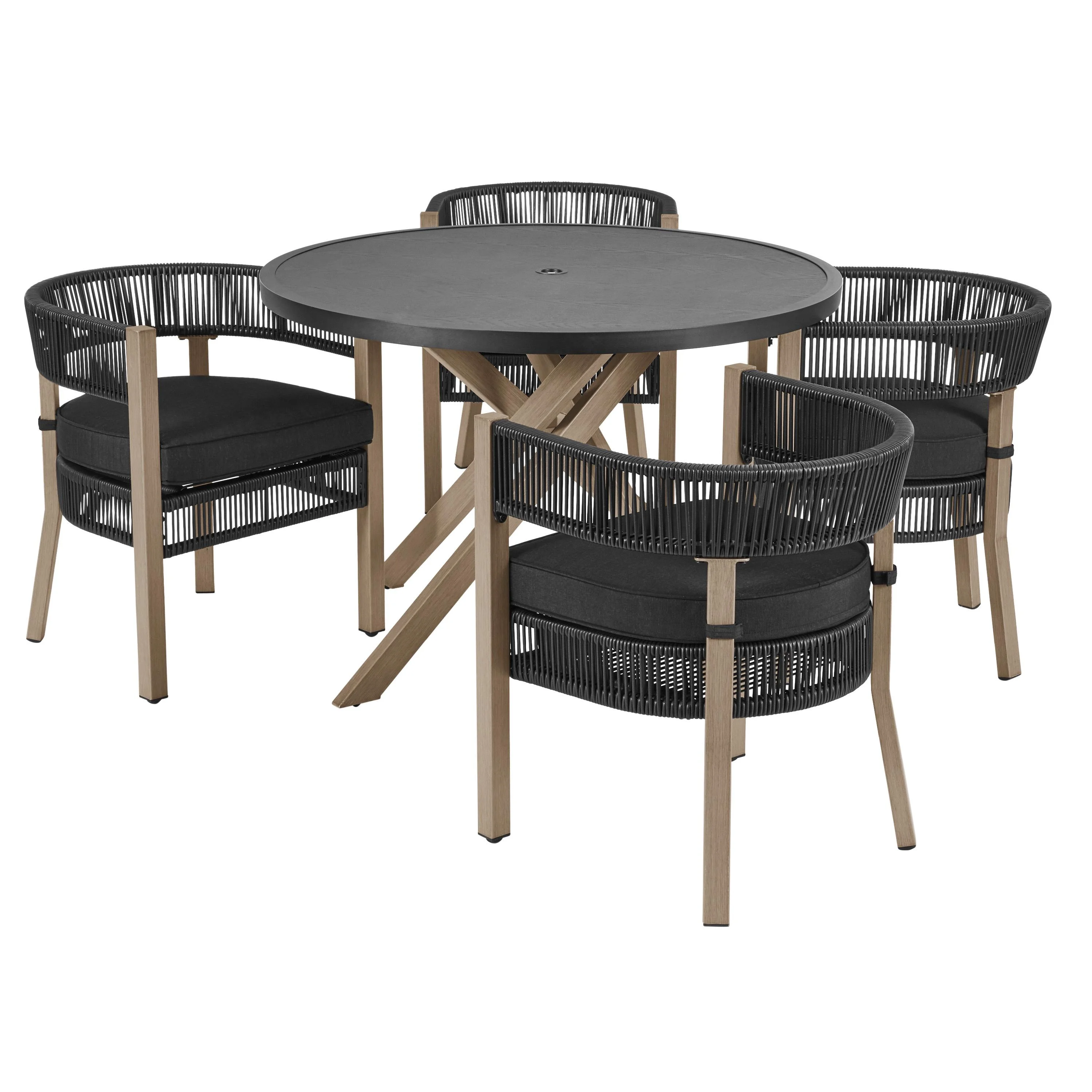 Better Homes & Gardens Tarren 5-Piece Wicker Outdoor Dining Set, Black