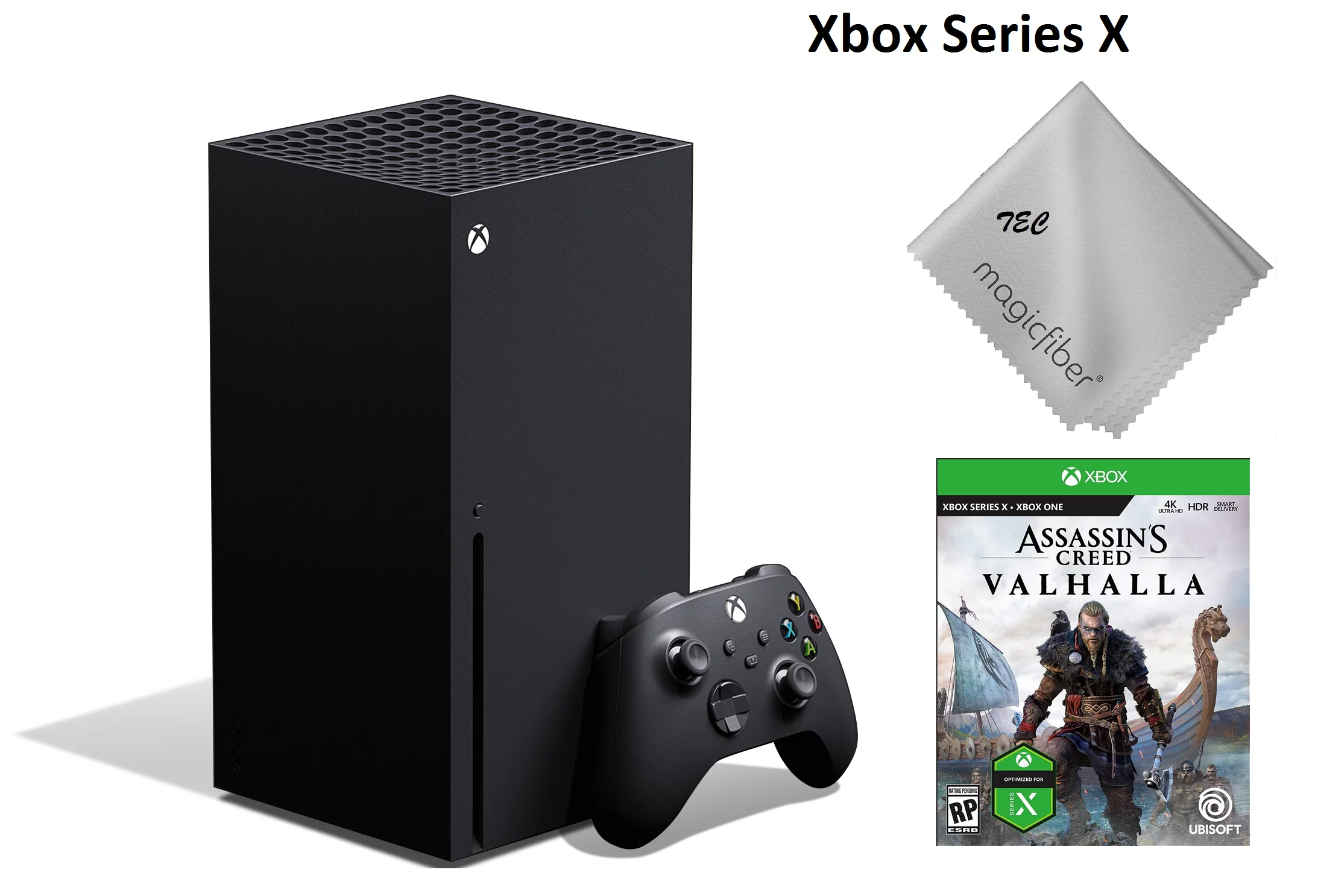TEC Newest Microsoft- Xbox -Series- -X- Gaming Console - 1TB SSD Black With Assassin's Creed Valhalla Game Bundle