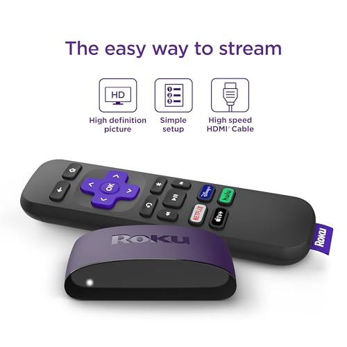 Roku LE HD Streaming Media Player Wi-Fi Enabled with High Speed HDMI Cable and Simple Remote (Renewed)