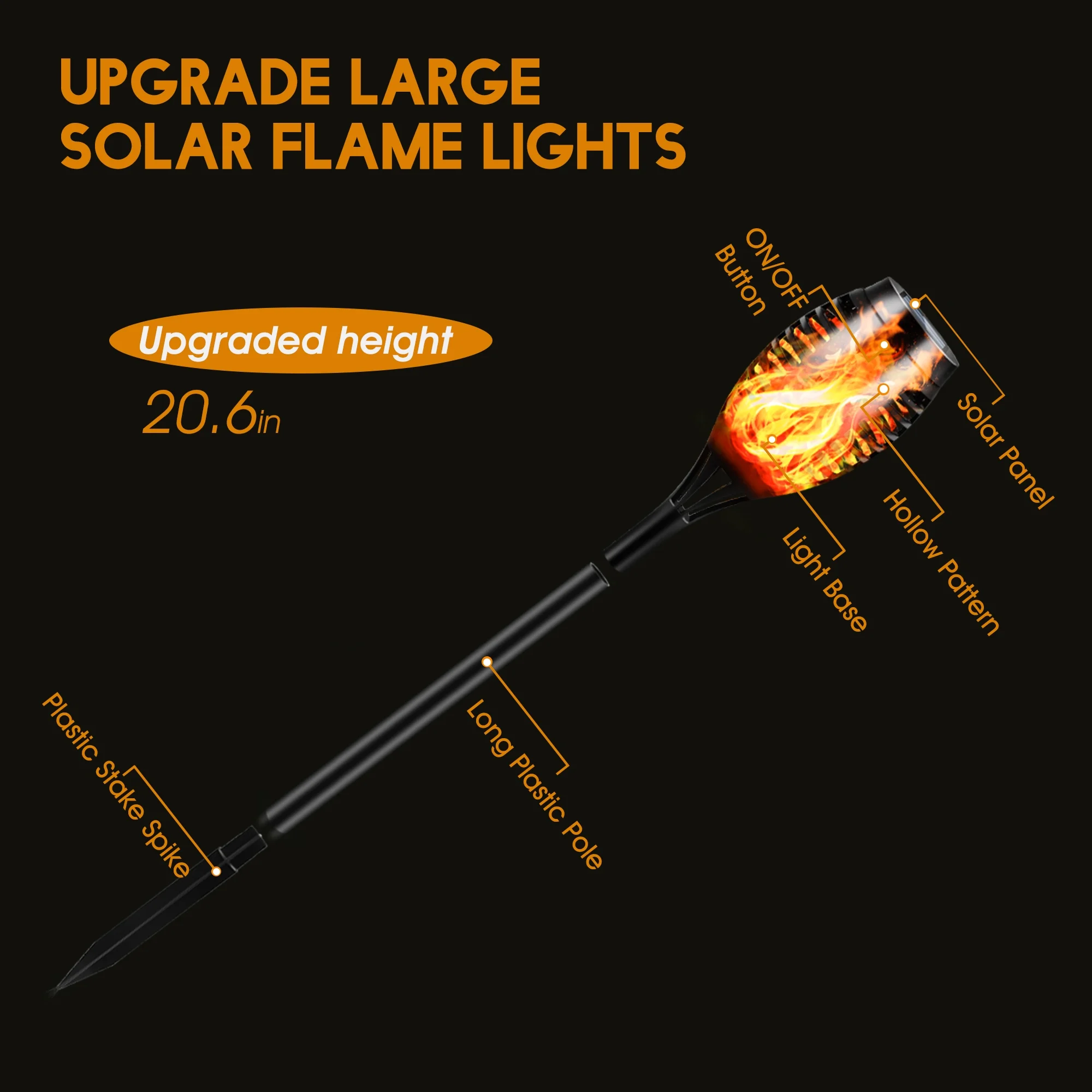 Rumiom Solar Torch Lights with Flickering Flame, 6 Packs LED IP 65 Waterproorf Solar Tiki Torch Light Outdoor for Garden Pathway Patio, Warm White, Auto-on/off