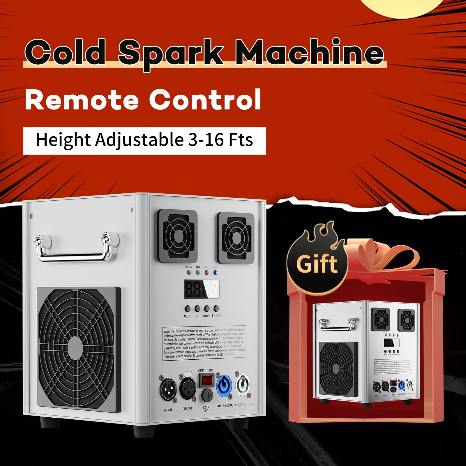 Cold Spark Machine 3-16FT Adjustable Stage Special Effect Machine with Wireless Remote Control DMX Low Noise Stage Equipment for Wedding DJ Disco Party 2pcs