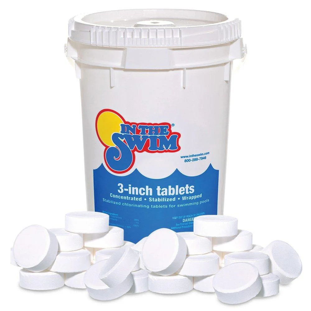 In The Swim 3 Inch Stabilized Chlorine Tablets for Sanitizing Swimming Pools - Individually Wrapped, Slow Dissolving - 90% Available Chlorine - Tri-Chlor - 50 Pounds C3050