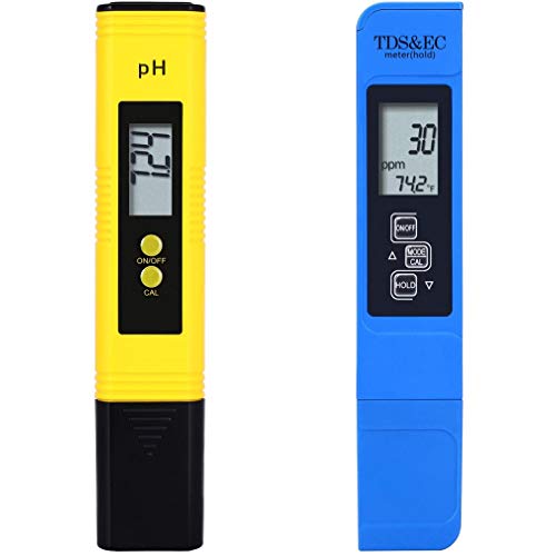 PH Meter for Water Hydroponics Digital PH Tester Pen 0.01 High Accuracy Pocket Size with 0-14 PH Measurement Range for Household Drinking, Pool and Aquarium (pH Meter 2PCS)