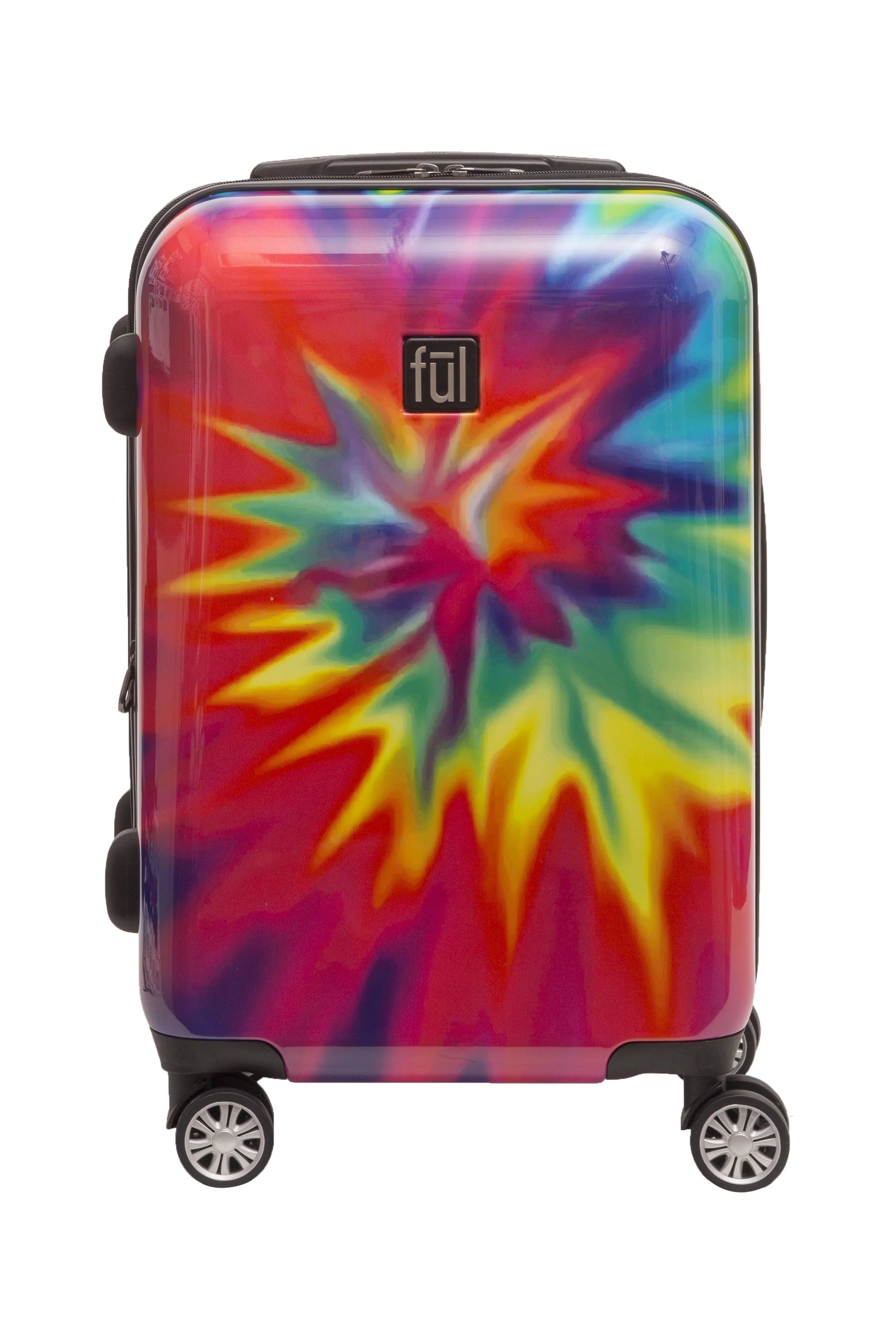 Tie Dye 22 Inch Rolling Luggage, Rainbow Swirl Hardshell Carry On Suitcase with Wheels, Tie-Dye