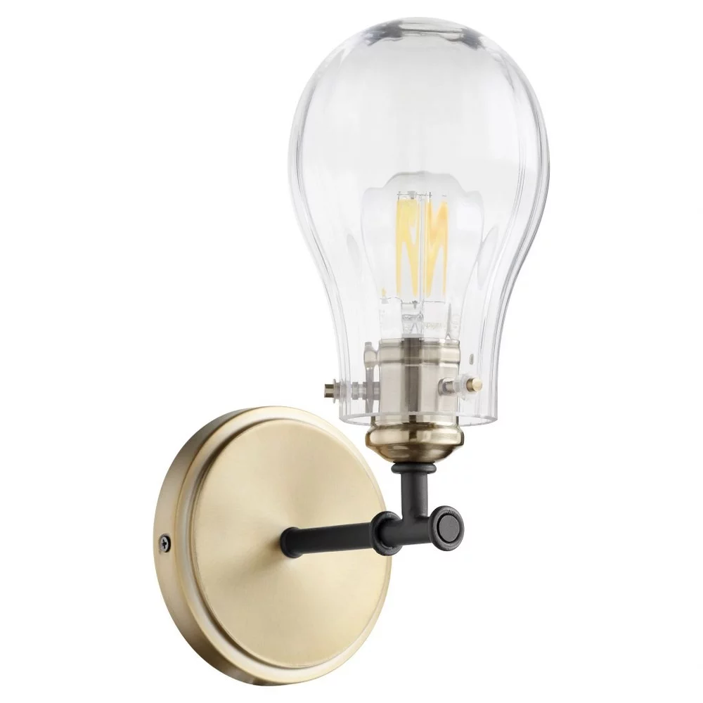 Quorum Lighting 511-1-69 Fluted Wall Sconce, 1-Light 60 Watts, Noir/Aged Brass