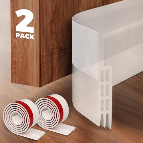 Holikme 2 Pack Door Draft Stopper Under Door Draft Blocker Insulator Door Sweep Weather Stripping Noise Stopper Strong Adhesive White