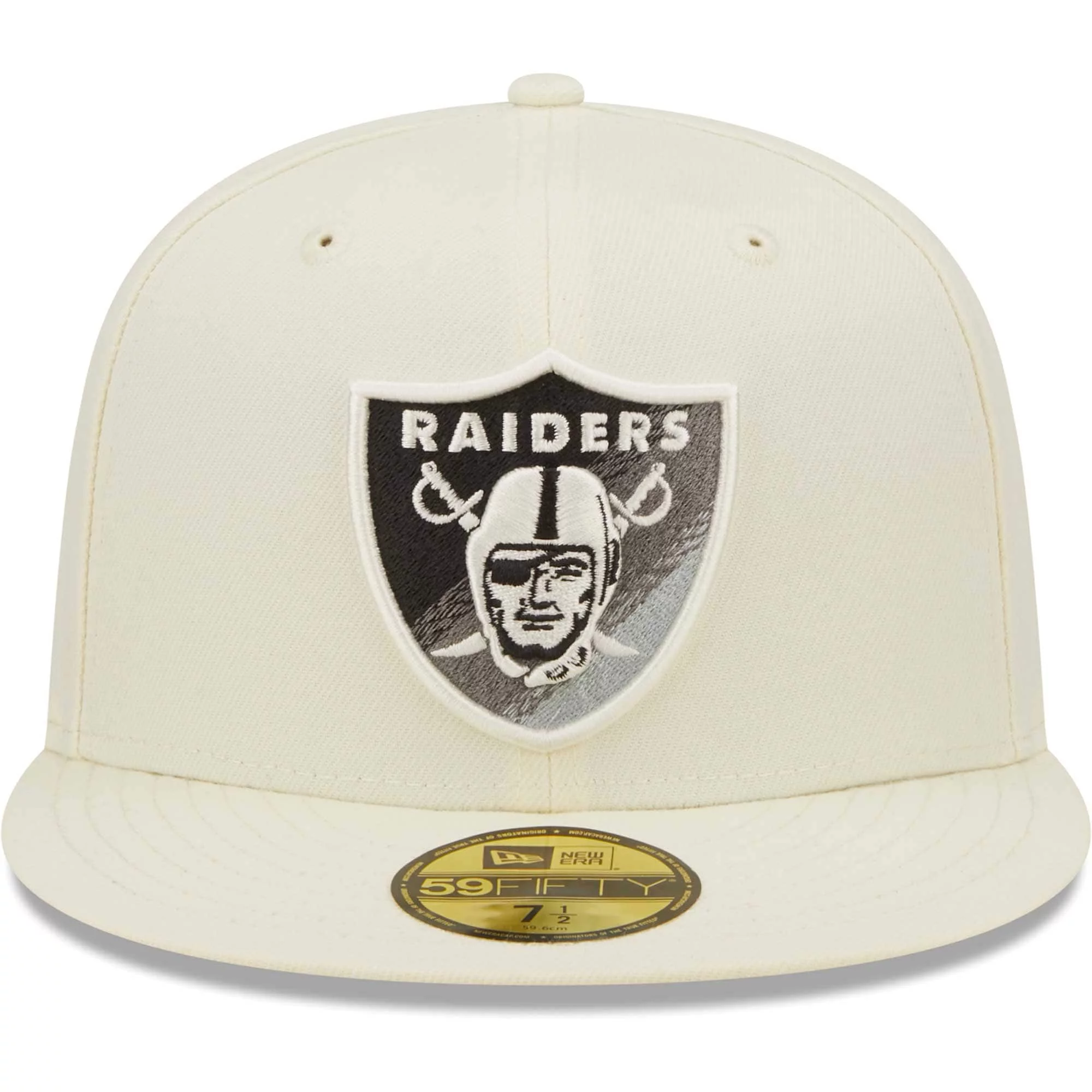 Men's New Era Cream Las Vegas Raiders Chrome Color Dim 59FIFTY Fitted Hat