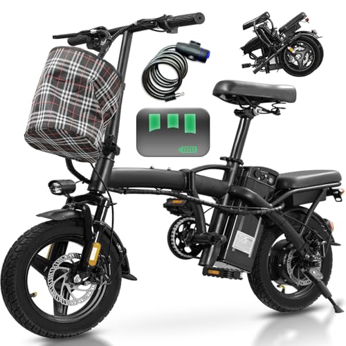 Electric Bike for Adults Teens, Commuter City Foldable ebike with 560W Motor and 48V Battery, 24MPH 3-Level Assist, Dual Disc Brakes,14