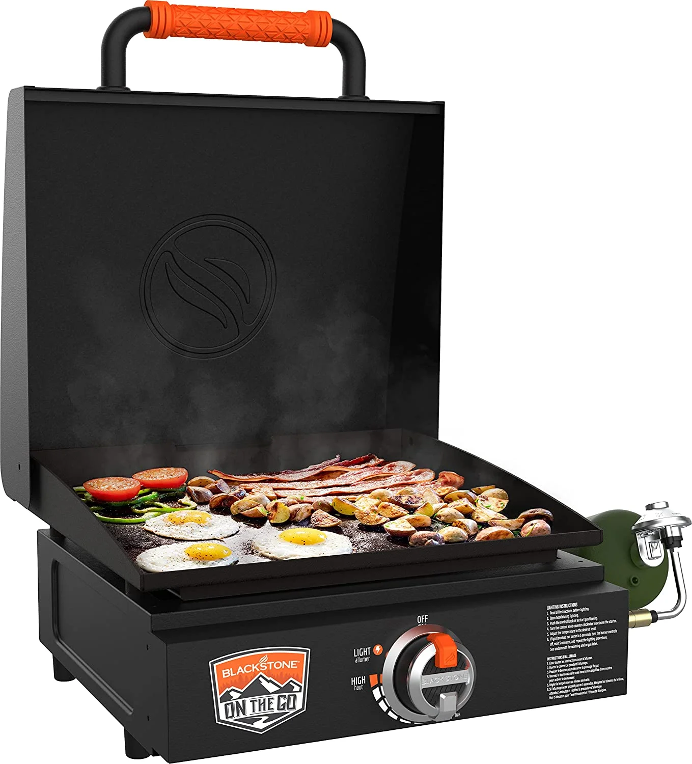 17 Inch Blackstone Griddle with Lid, Nonstick Tabletop Gas Griddle Outdoor with Seasoning & Conditioner and Wholesalehome Cloth Included