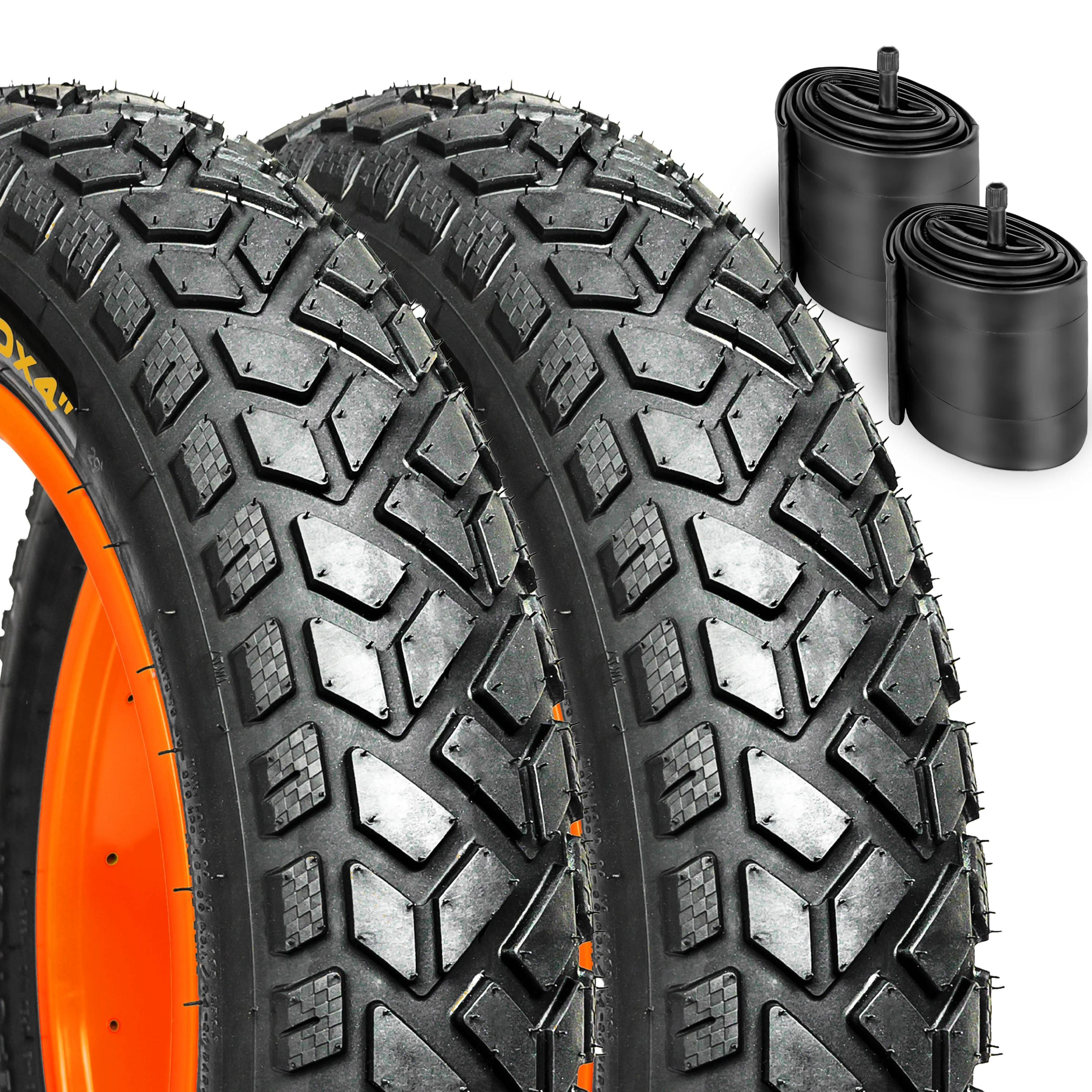 HEB ALLSCAPE 20x4 Fat Tires and Tubes for Ebikes, MTB, Puncture Resistant, Heavy Duty, Directional Tread Tire - 2 Pack