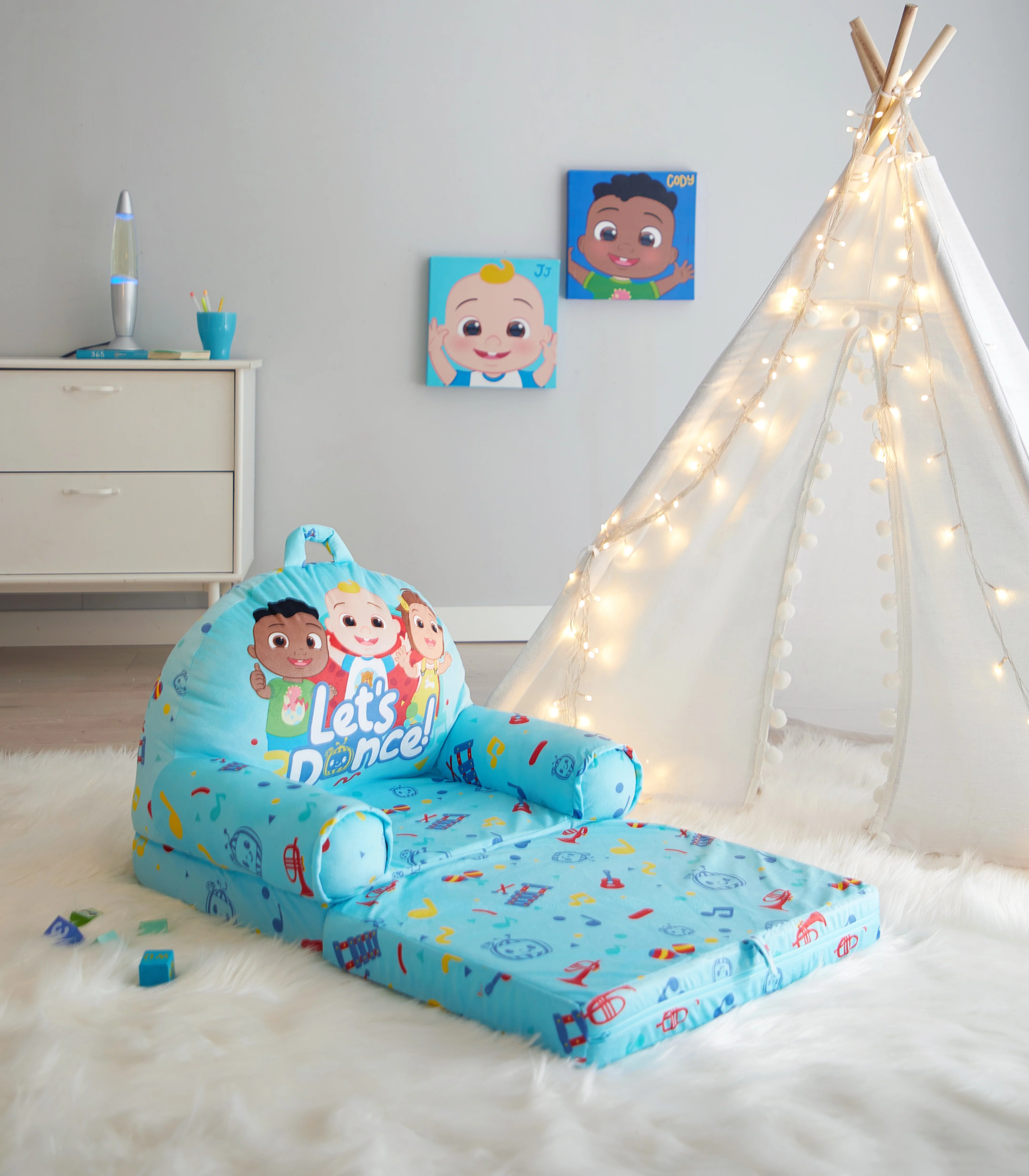 Moonbug Cocomelon 2-in-1 Flip Out Chair Blue for Toddler