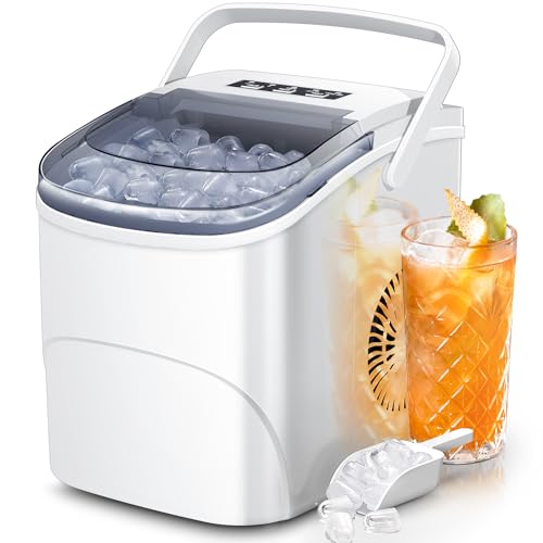 Ice Makers Countertop,26Lbs/24H,9 Cubes in 6 Mins,Portable Ice Maker Machine with Self-Cleaning,2 Sizes of Bullet Ice,Perfect for Home Kitchen(Black)