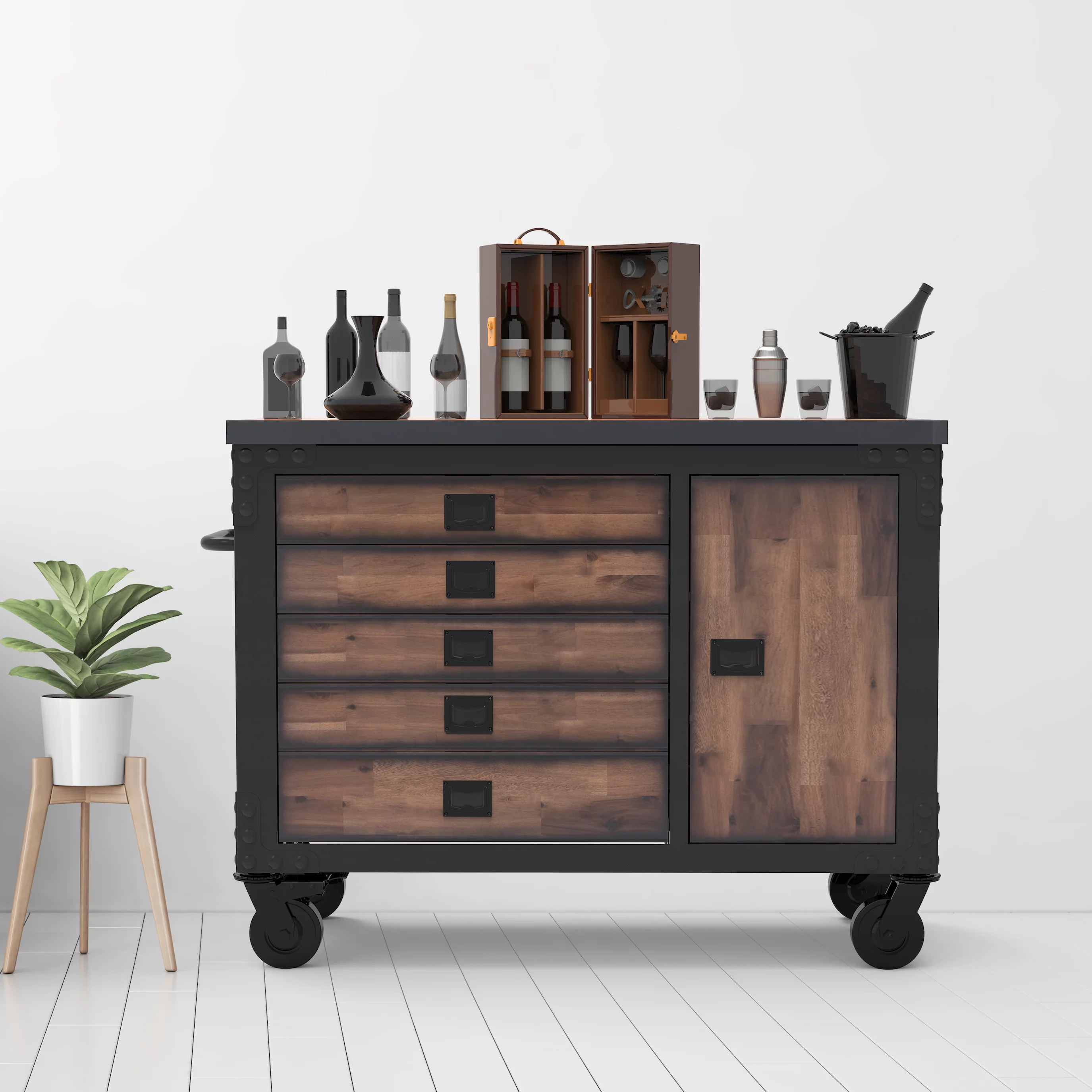 DuraMax 48 in. 5-Drawers Rolling Tool Chest with Wood Top