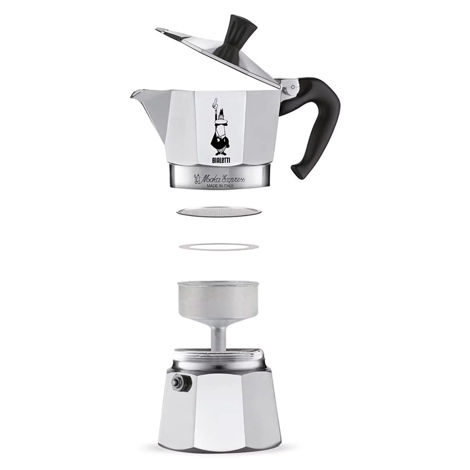 Bialetti Aluminum 6 Cup Stovetop Steamer Espresso Coffee Maker Brewer, Silver