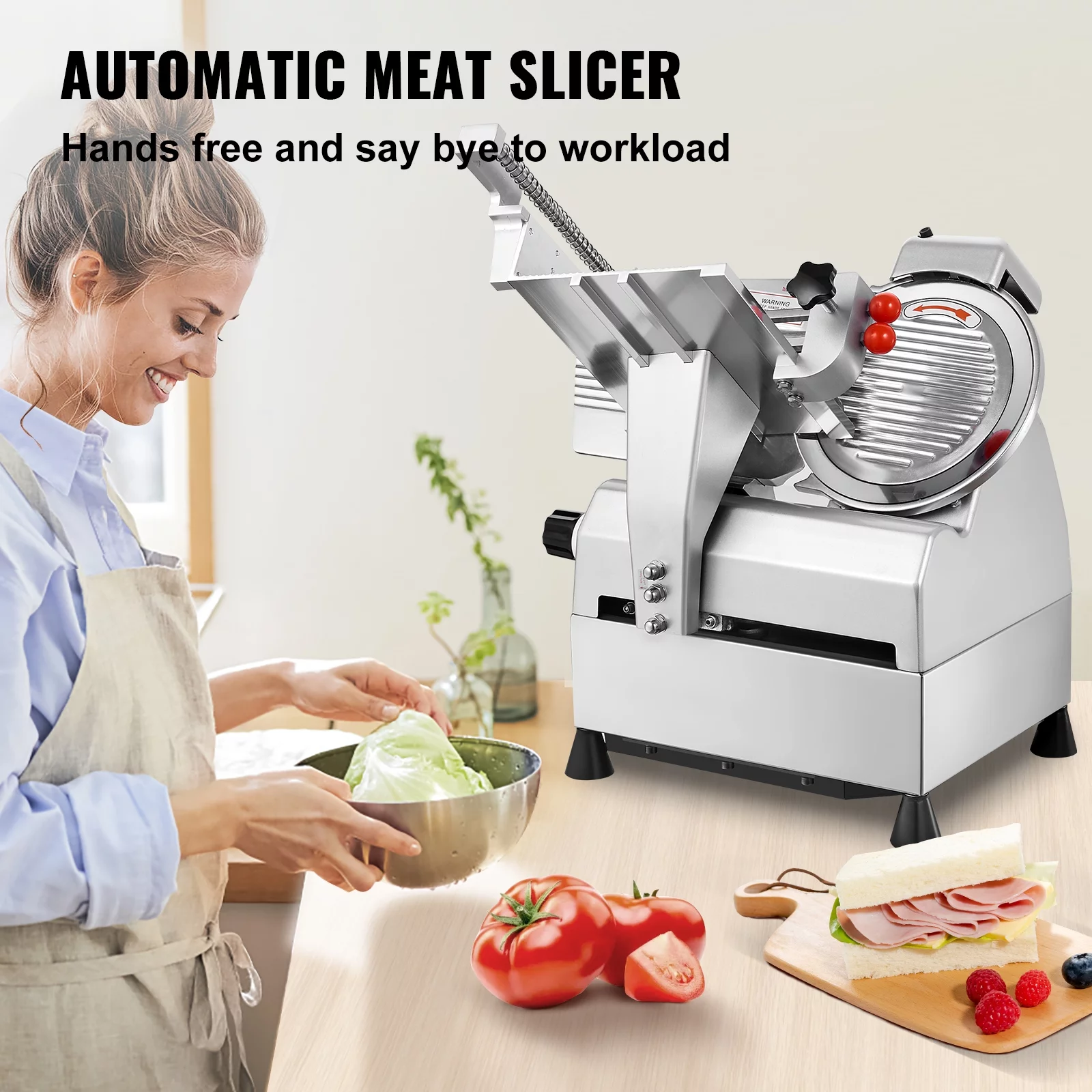 BENTISM Automatic Meat Slicer, 540W Deli Slicer with Two 10