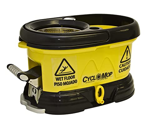 Bucket with Mop Handle,Yellow/Black