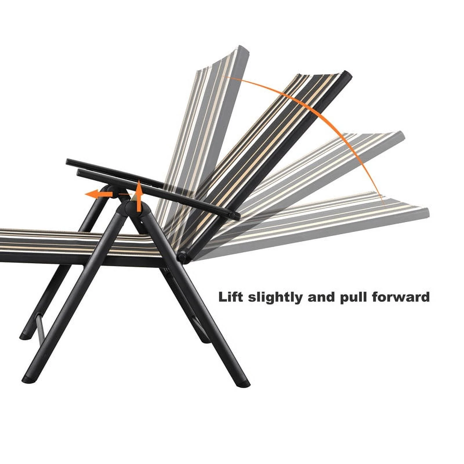 Nuu Garden Outdoor Patio Chaise Lounge Chair Adjustable Folding Pool Lounger w/ Steel Frame - Stripe