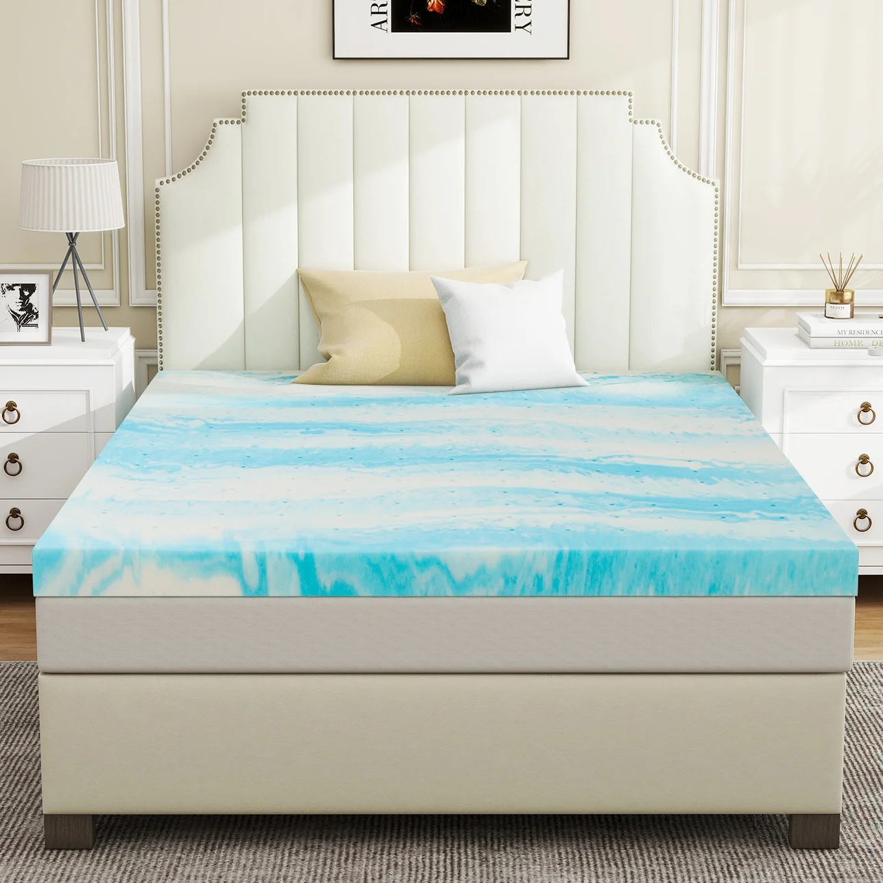 King Memory Foam Mattress Topper, 3'' Cooling Gel Mattress Topper CertiPUR-US Certified