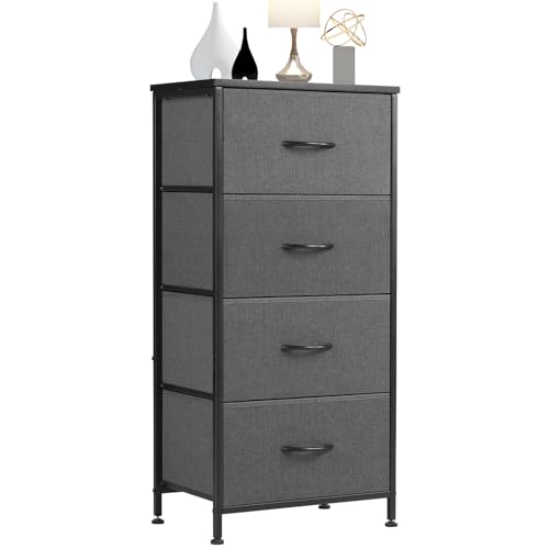 DUMOS Dresser for Bedroom, Storage Drawers, Fabric Storage Tower with 9 Drawers, Chest of Drawers with Fabric Bins, Sturdy Metal Frame, Wood Tabletop for Kids Room, Closet, Entryway, Nursery