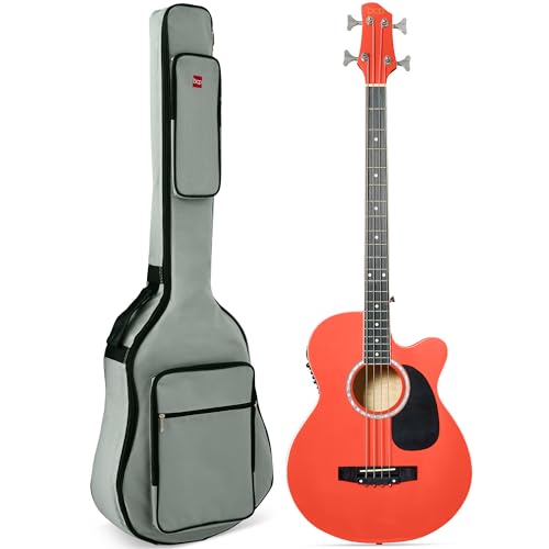 Best Choice Products Acoustic Electric Bass Guitar, Full Size 4 String, Fretted Bass Guitar w/Padded Gig Bag - Black