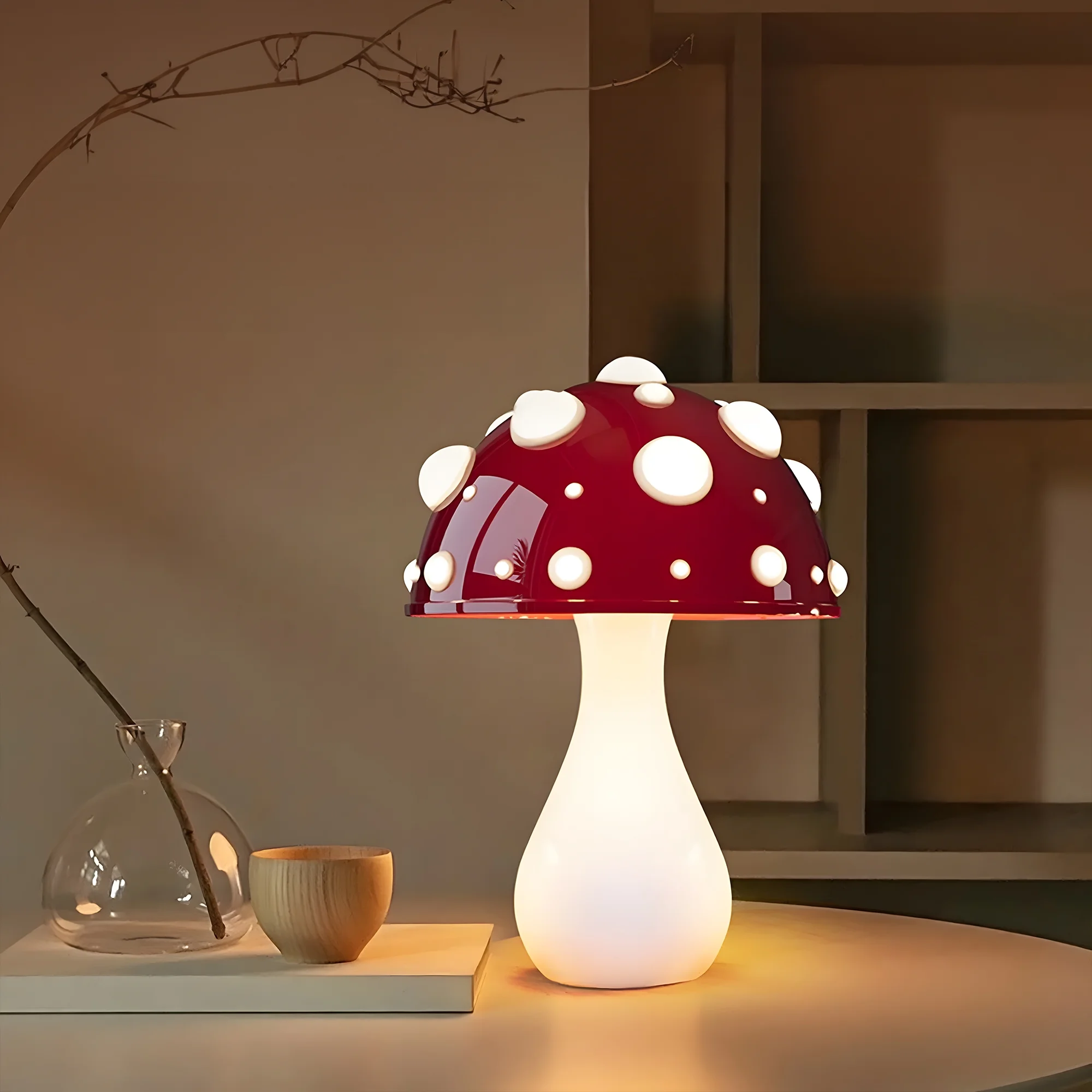 HI-REEKE Mushroom Table Lamp Night Light for Home Decor White